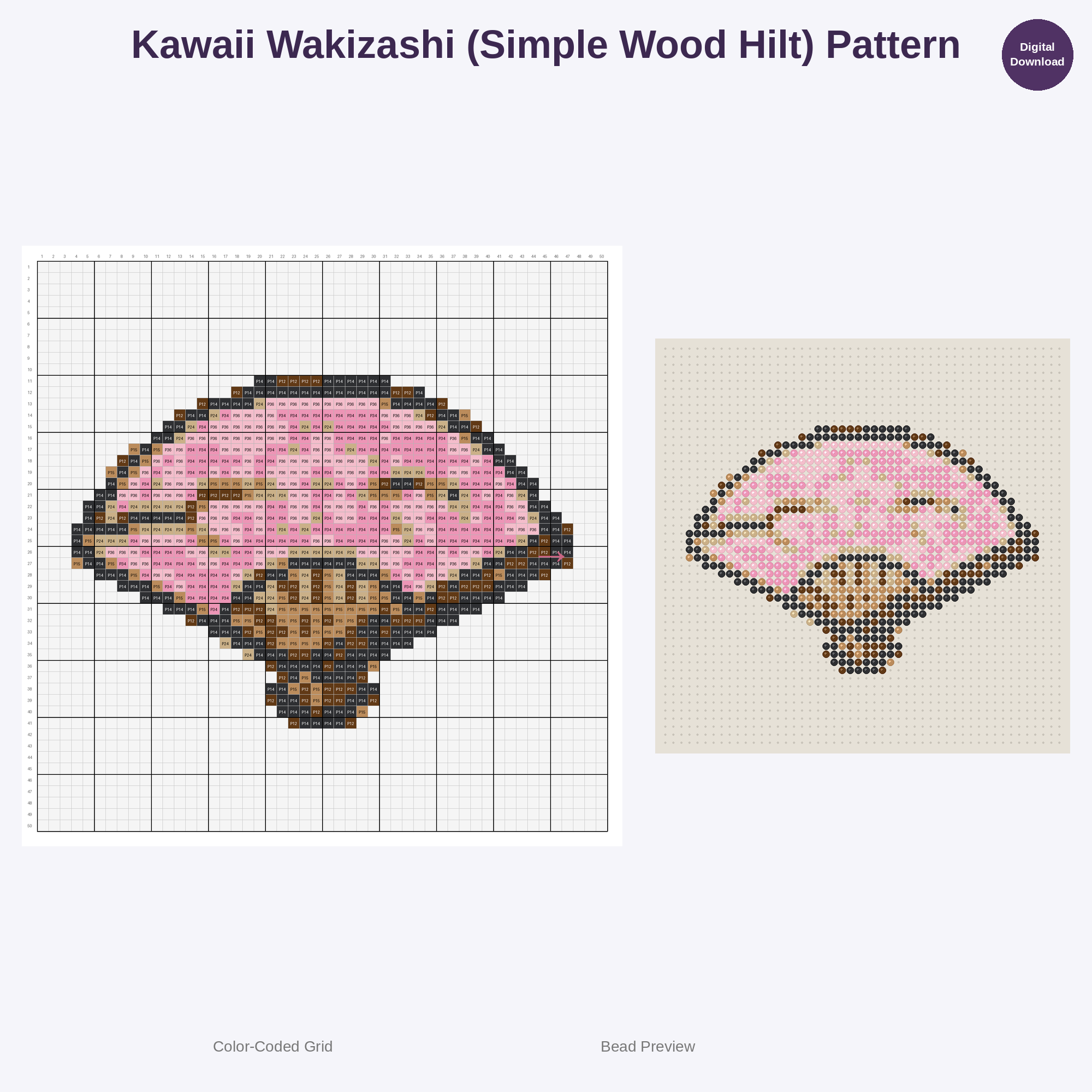 Chibi Warrior Gear & Accessories Perler Bead Patterns Bundle, 48 Designs (PDF Digital Download)
