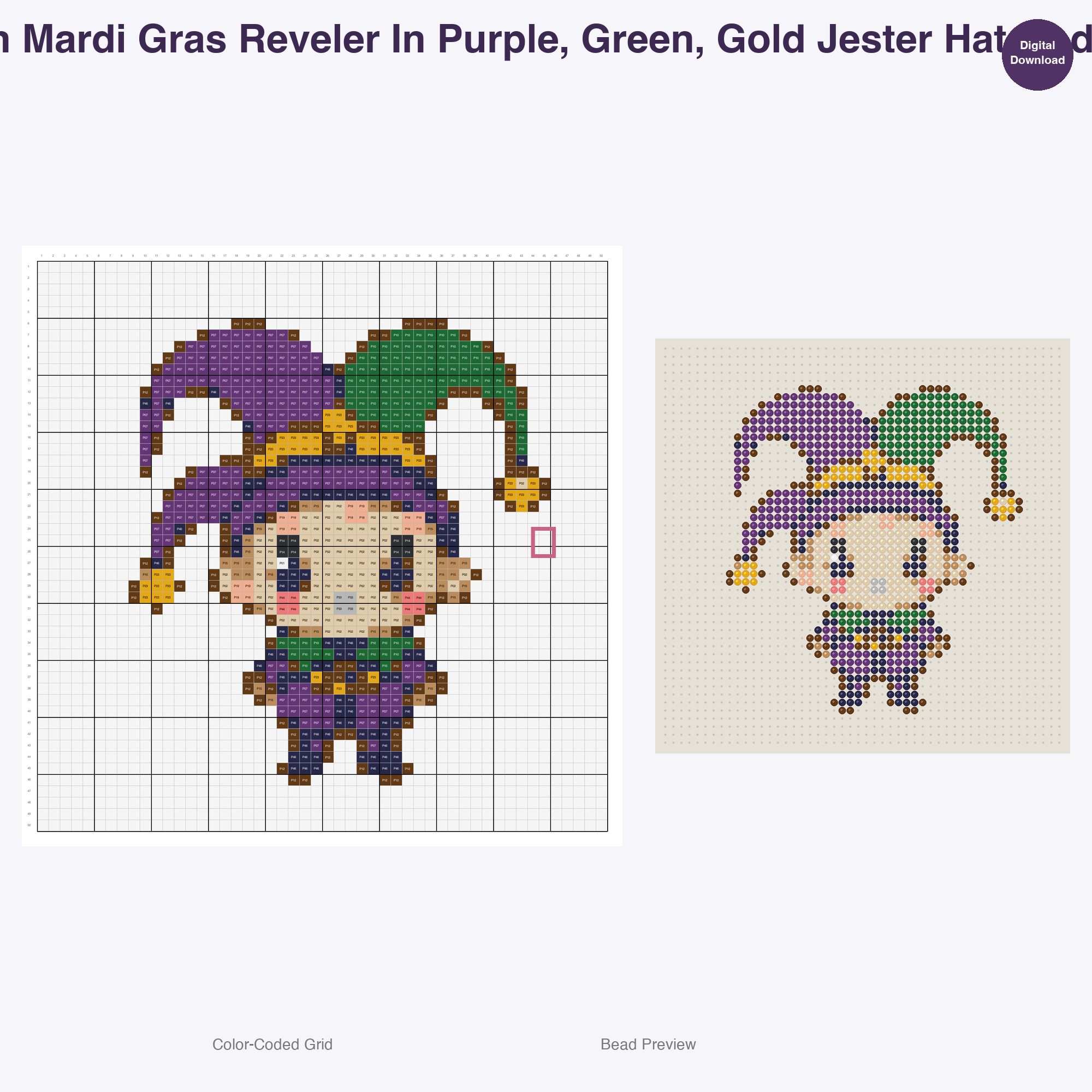 Chibi World Festival Friends Perler Bead Patterns, 48 Designs x 3 Grid Sizes (29x29 + 50x50 + 128x128), Fuse Bead PDF Digital Download