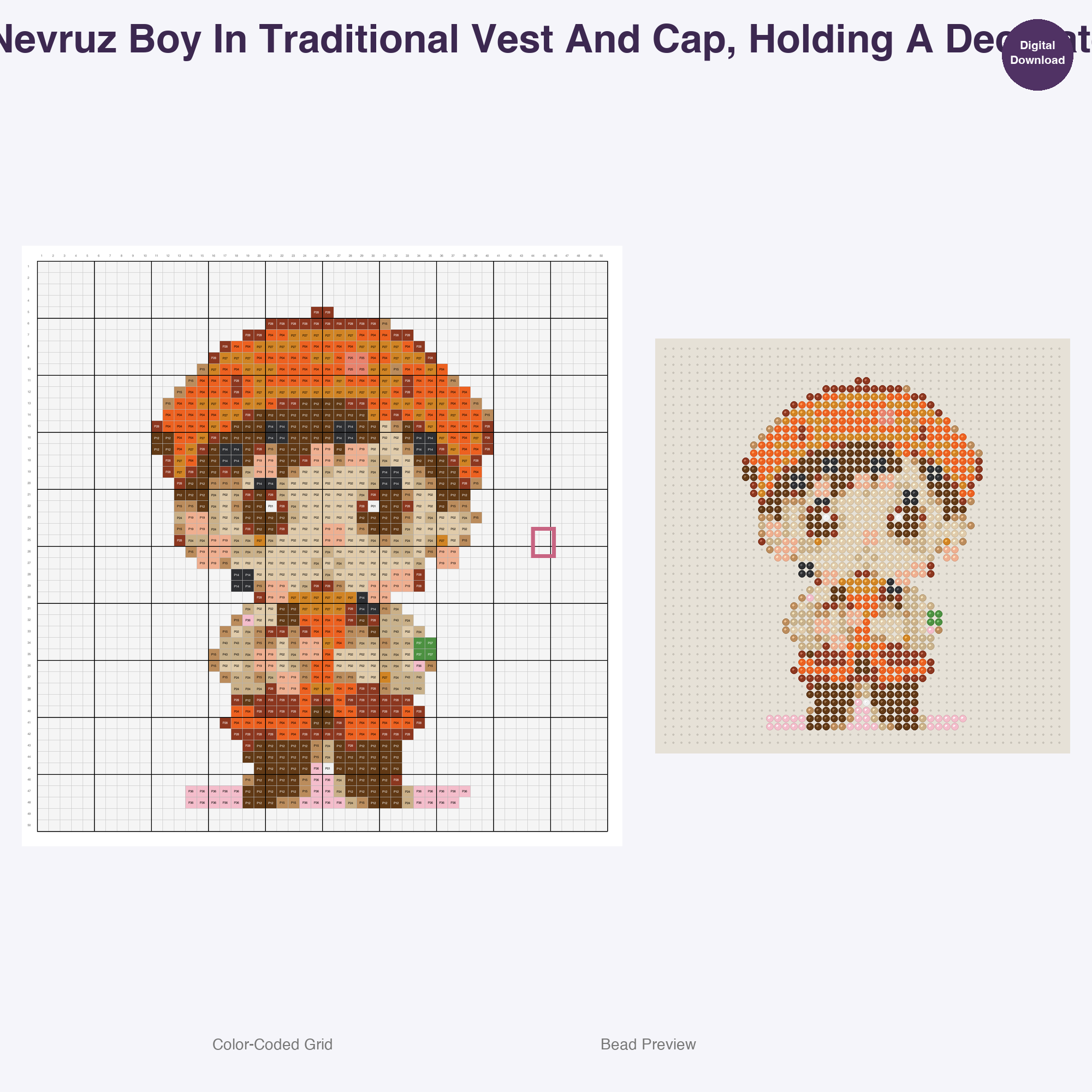 Chibi World Festival Friends Perler Bead Patterns, 48 Designs x 3 Grid Sizes (29x29 + 50x50 + 128x128), Fuse Bead PDF Digital Download