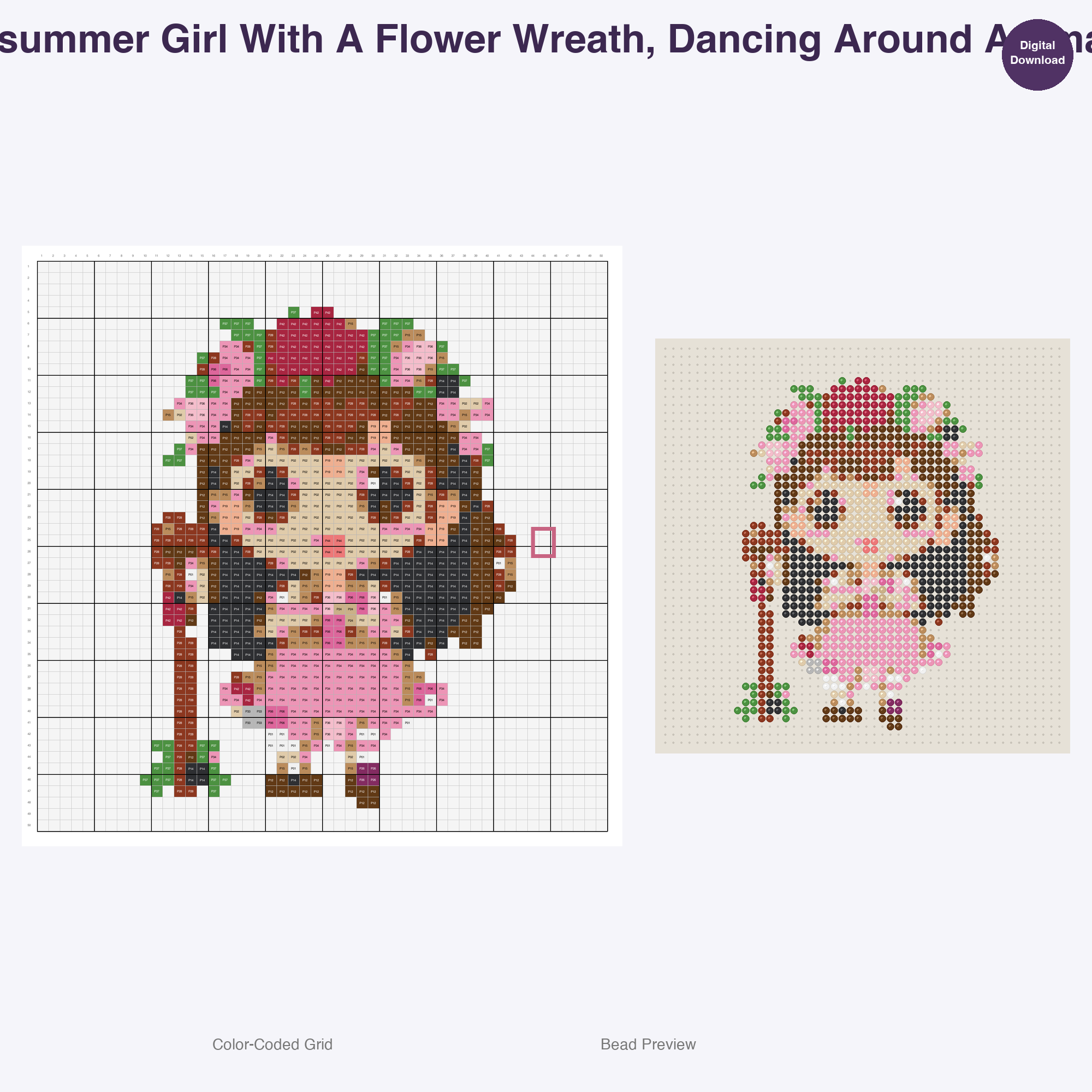 Chibi World Festival Friends Perler Bead Patterns, 48 Designs x 3 Grid Sizes (29x29 + 50x50 + 128x128), Fuse Bead PDF Digital Download