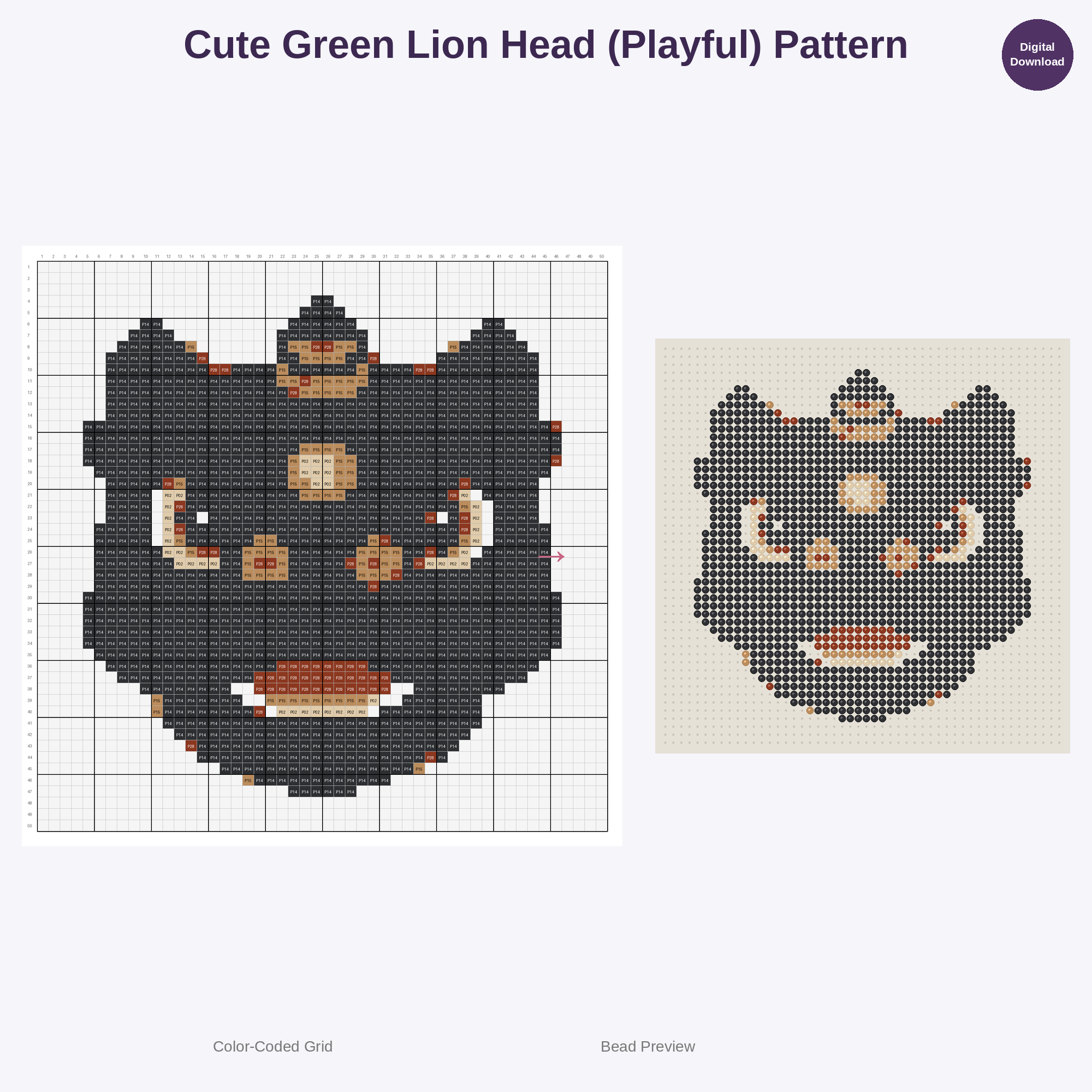 Cute Kawaii Chinese Lion Dance Perler Bead Patterns Bundle, 48 Designs (PDF Digital Download)