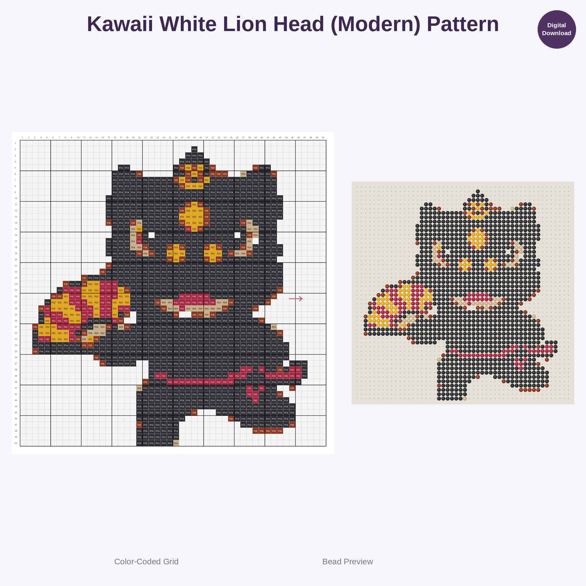 Cute Kawaii Chinese Lion Dance Perler Bead Patterns Bundle, 48 Designs (PDF Digital Download)