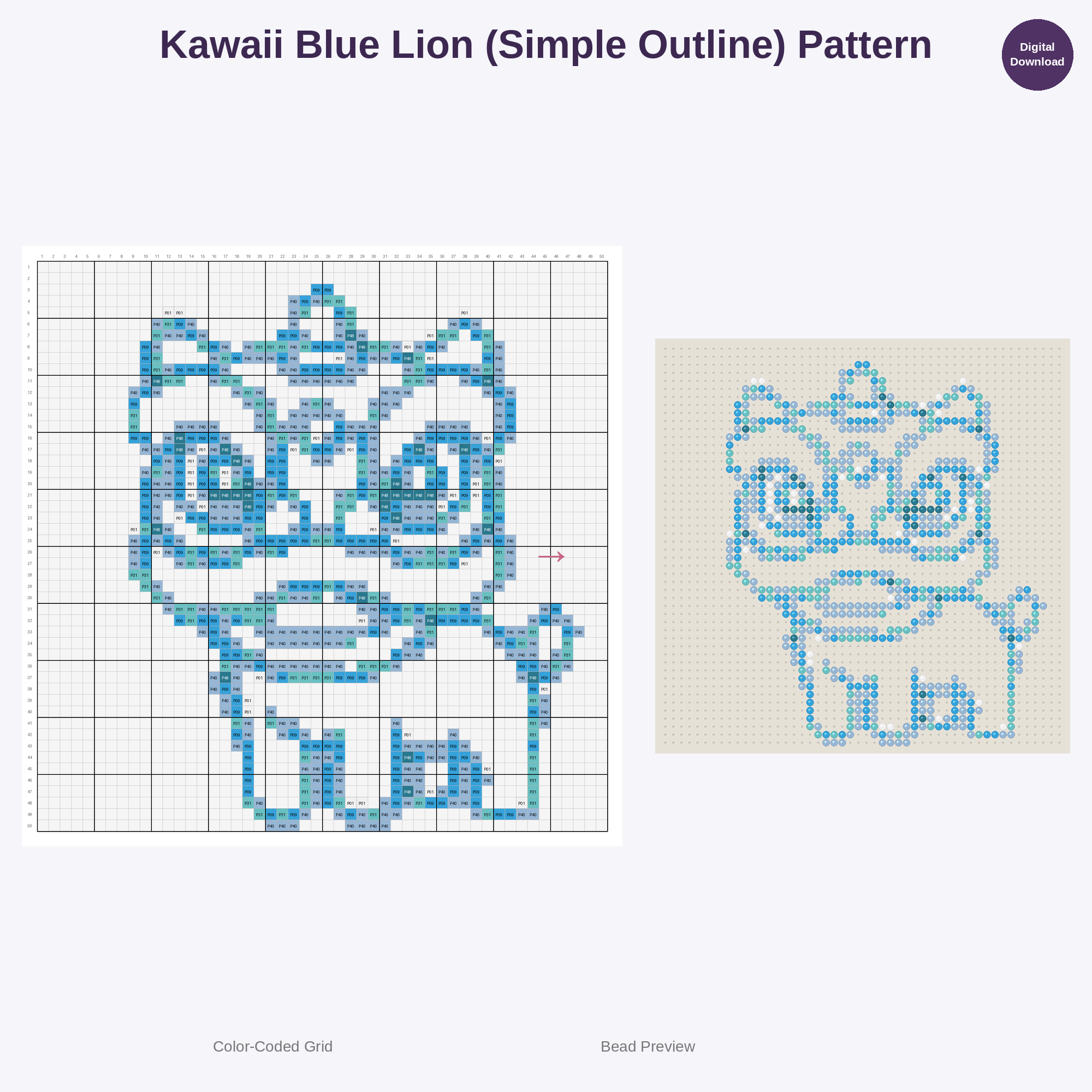Cute Kawaii Chinese Lion Dance Perler Bead Patterns Bundle, 48 Designs (PDF Digital Download)