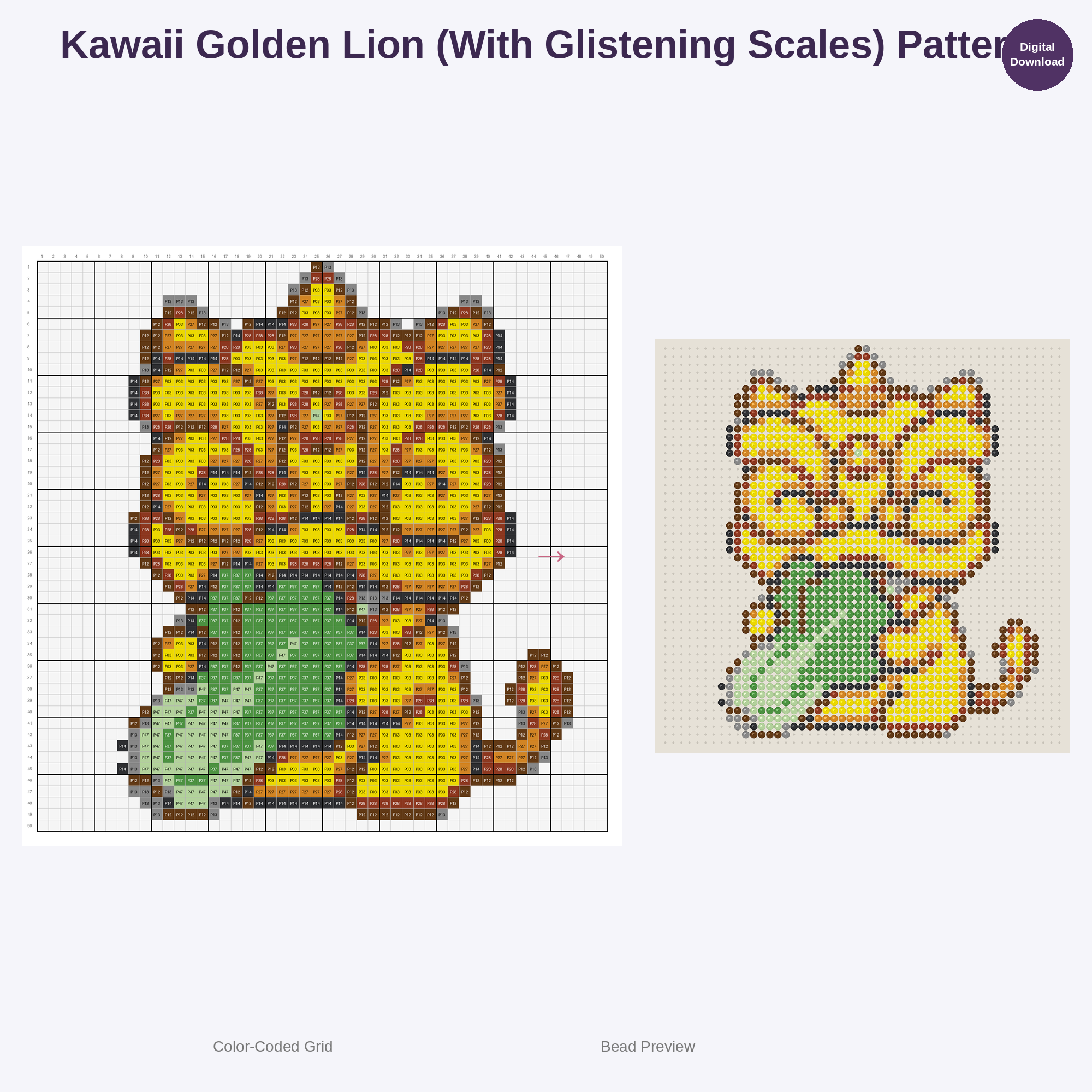 Cute Kawaii Chinese Lion Dance Perler Bead Patterns Bundle, 48 Designs (PDF Digital Download)