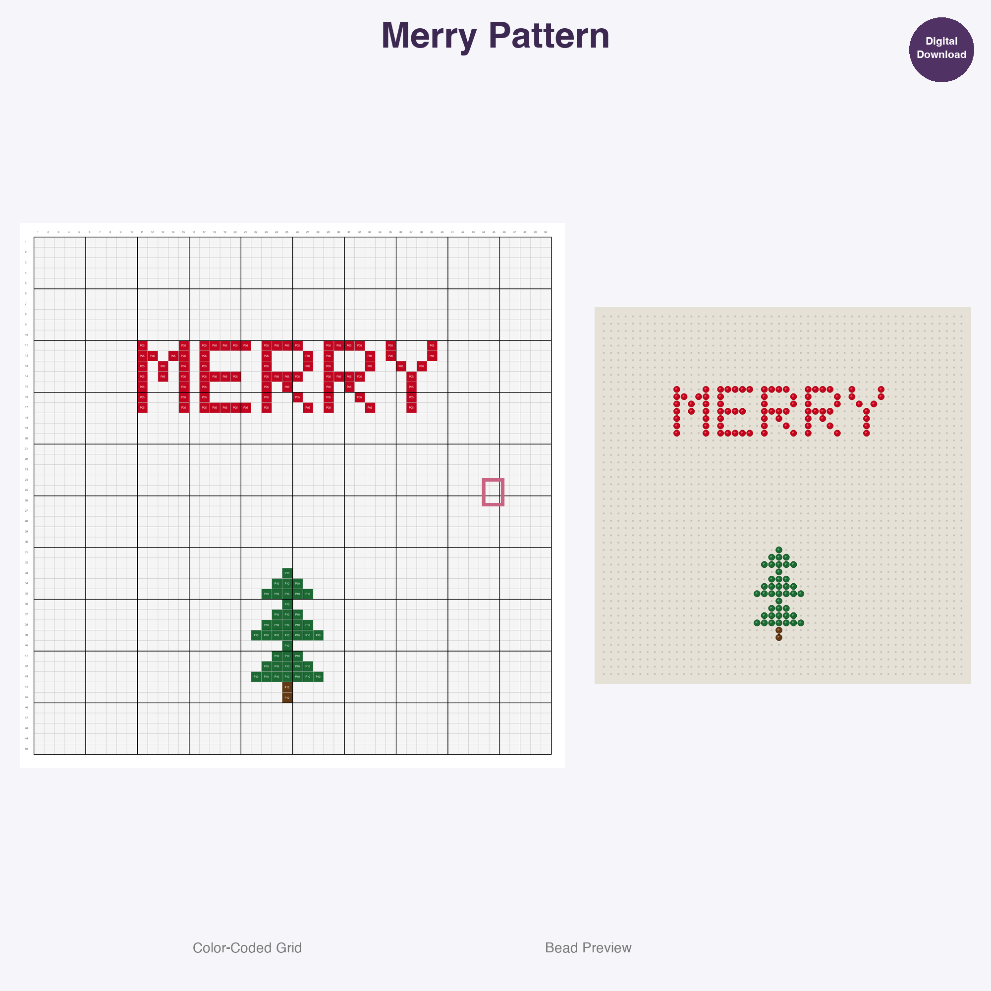Christmas Word Signs Perler Bead Patterns, 48 Designs x 2 Grid Sizes (50x50 + 128x128), Fuse Bead PDF Digital Download