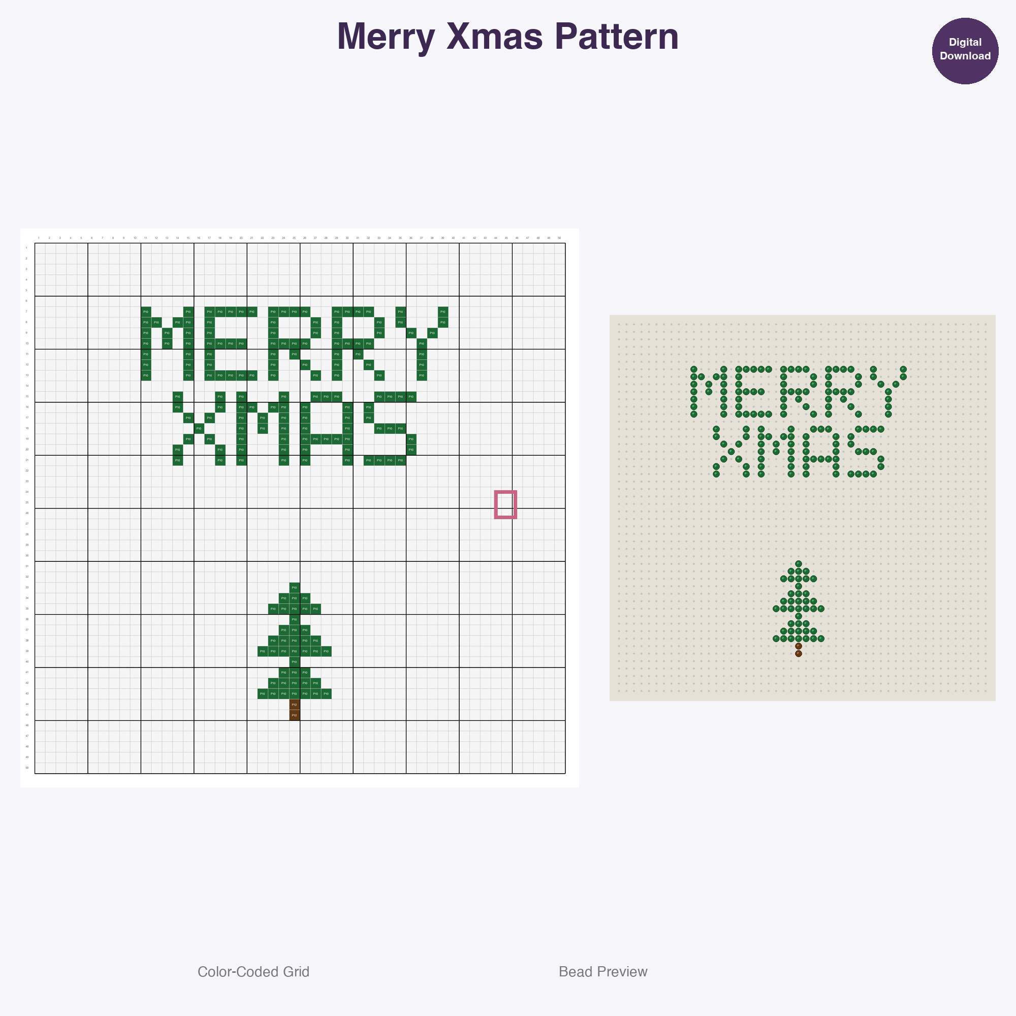 Christmas Word Signs Perler Bead Patterns, 48 Designs x 2 Grid Sizes (50x50 + 128x128), Fuse Bead PDF Digital Download