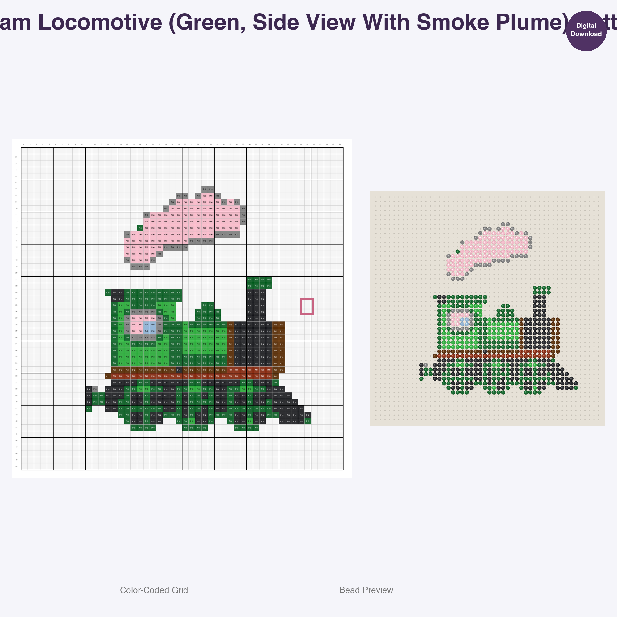 Classic Travel Icons Perler Bead Patterns, 48 Designs x 2 Grid Sizes (50x50 + 128x128), Fuse Bead PDF Digital Download