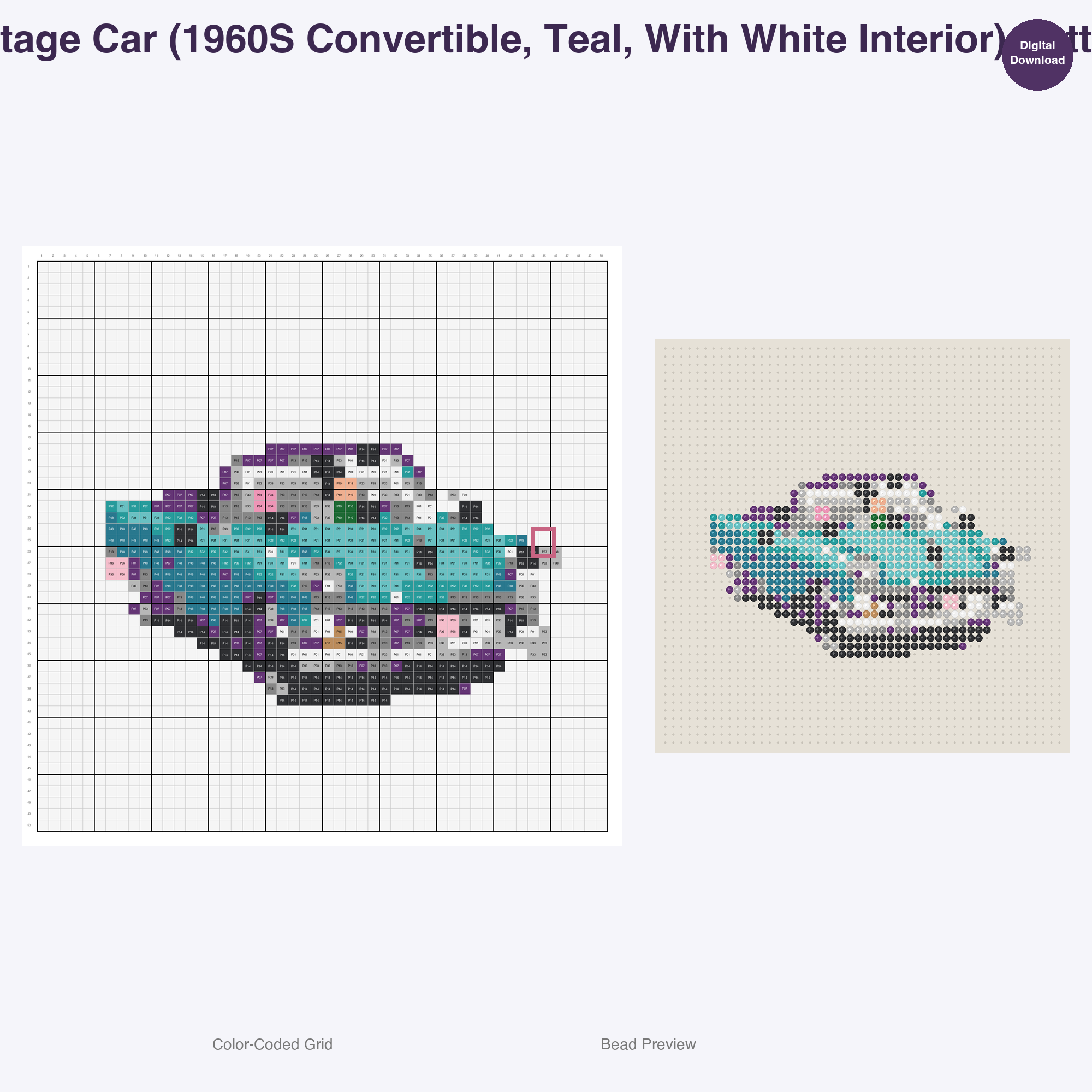 Classic Travel Icons Perler Bead Patterns, 48 Designs x 2 Grid Sizes (50x50 + 128x128), Fuse Bead PDF Digital Download