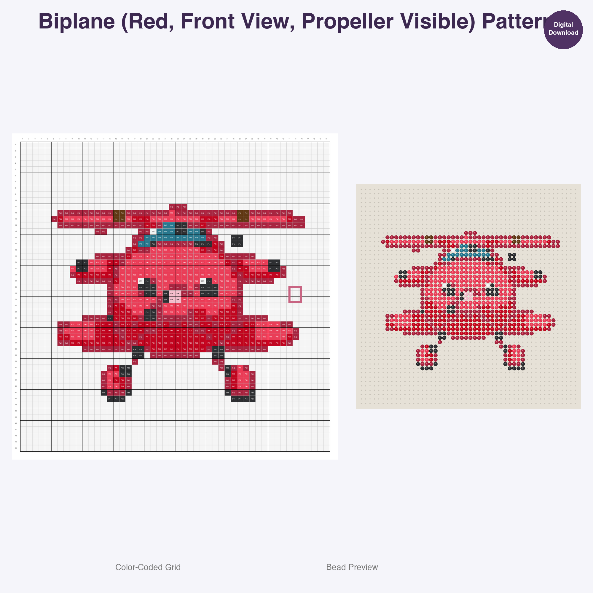 Classic Travel Icons Perler Bead Patterns, 48 Designs x 2 Grid Sizes (50x50 + 128x128), Fuse Bead PDF Digital Download