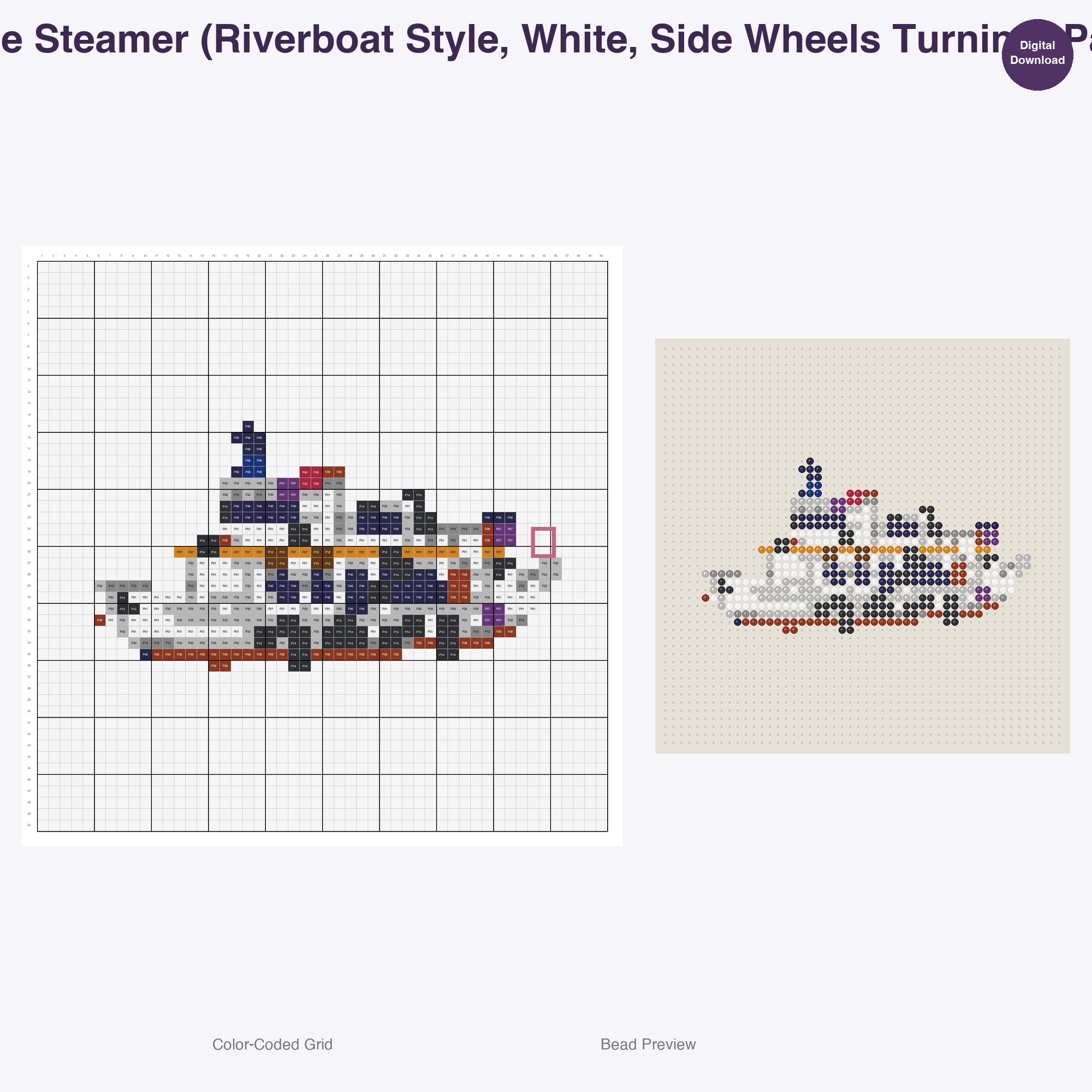 Classic Travel Icons Perler Bead Patterns, 48 Designs x 2 Grid Sizes (50x50 + 128x128), Fuse Bead PDF Digital Download