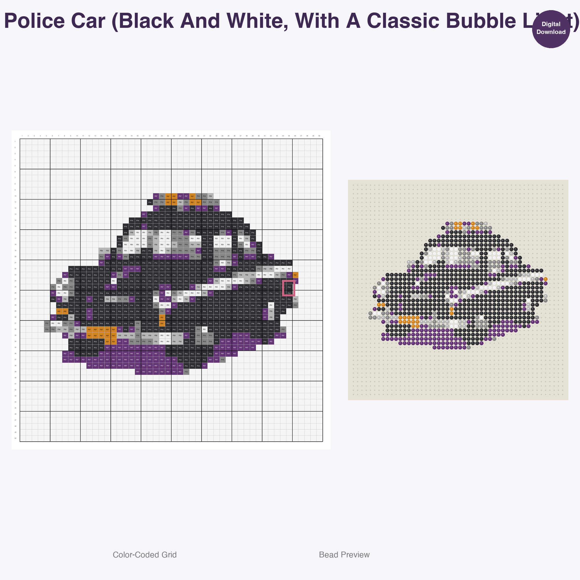 Classic Travel Icons Perler Bead Patterns, 48 Designs x 2 Grid Sizes (50x50 + 128x128), Fuse Bead PDF Digital Download