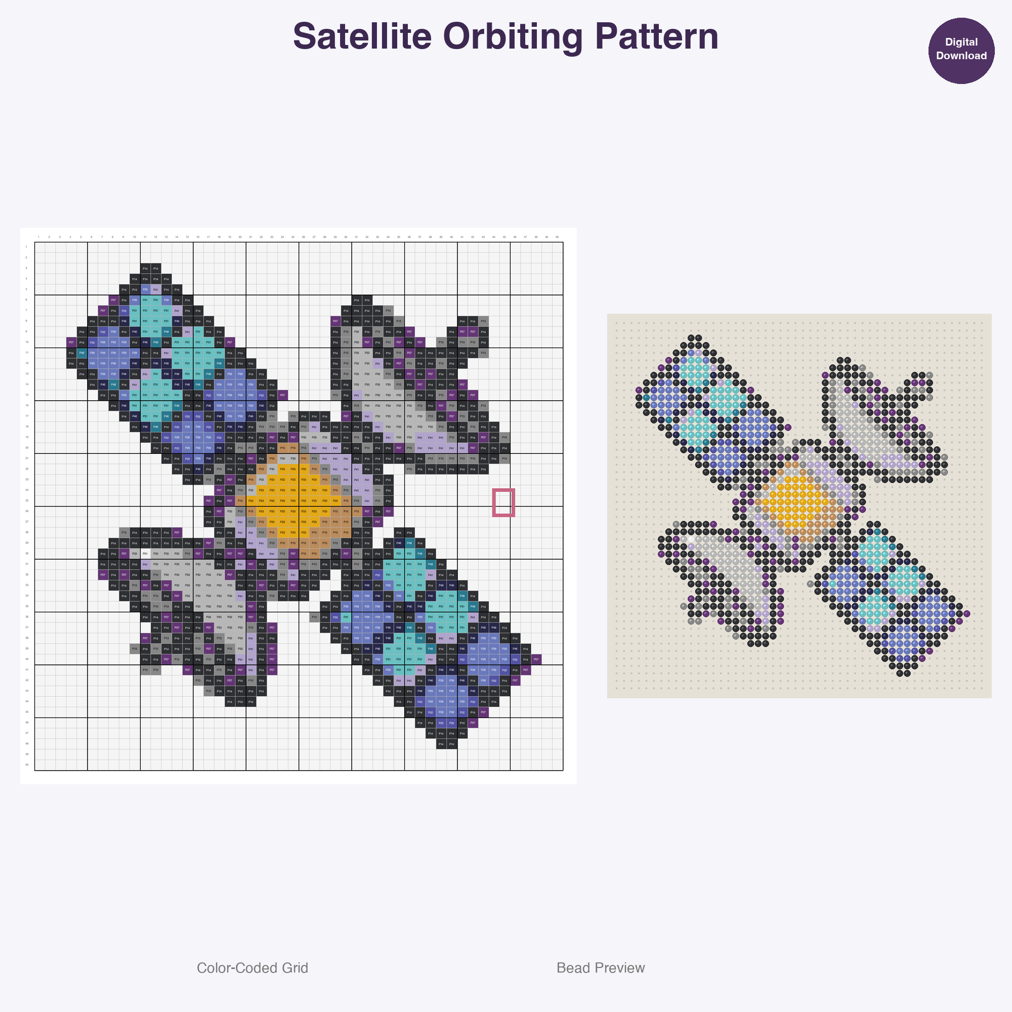 Cosmic Space Adventure Perler Bead Patterns, 48 Designs x 3 Grid Sizes (29x29 + 50x50 + 128x128), Fuse Bead PDF Digital Download