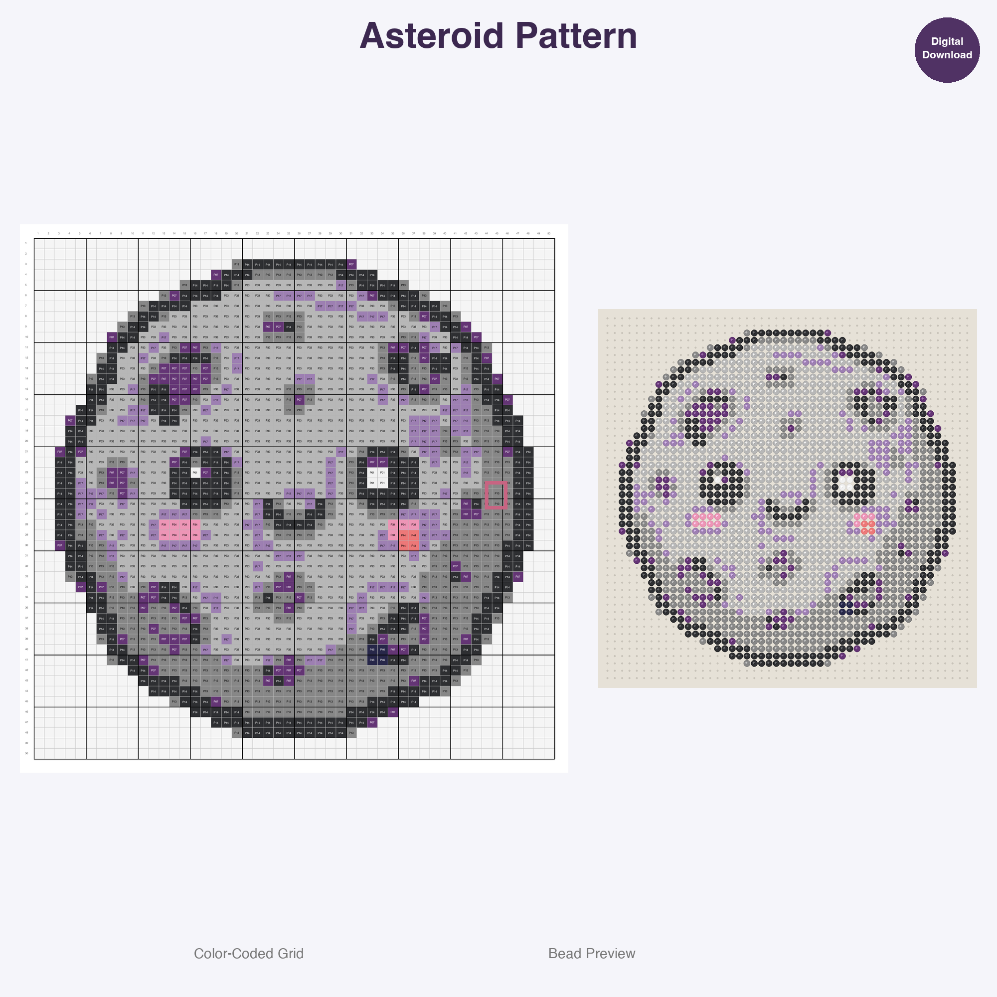 Cosmic Space Adventure Perler Bead Patterns, 48 Designs x 3 Grid Sizes (29x29 + 50x50 + 128x128), Fuse Bead PDF Digital Download