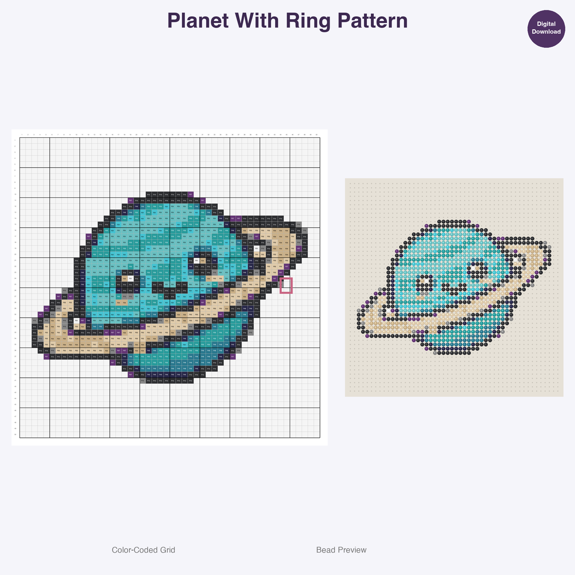Cosmic Space Adventure Perler Bead Patterns, 48 Designs x 3 Grid Sizes (29x29 + 50x50 + 128x128), Fuse Bead PDF Digital Download