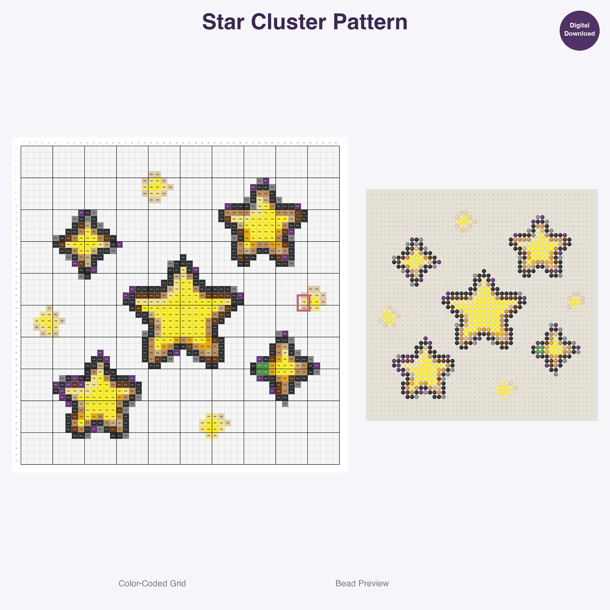 Cosmic Space Adventure Perler Bead Patterns, 48 Designs x 3 Grid Sizes (29x29 + 50x50 + 128x128), Fuse Bead PDF Digital Download