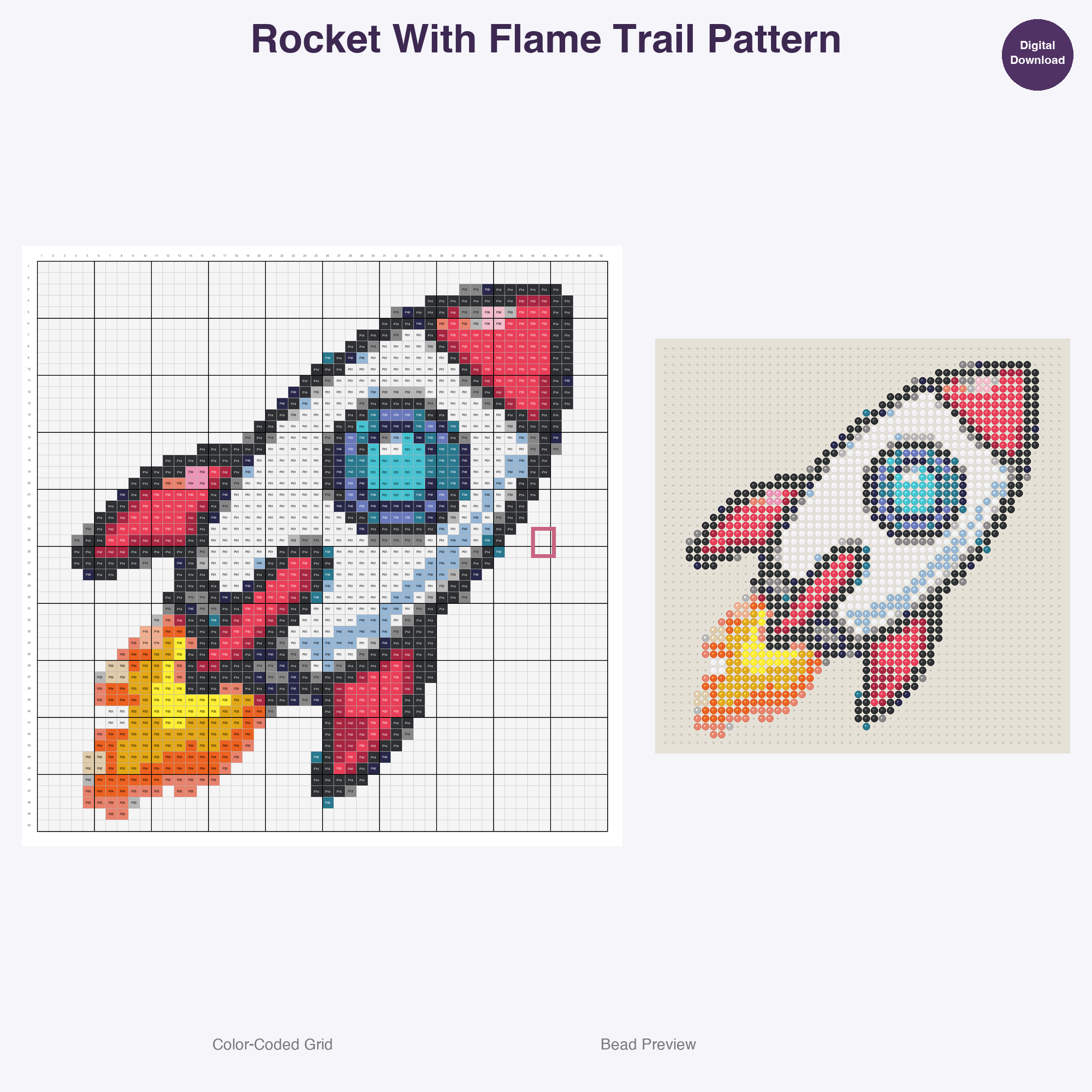 Cosmic Space Adventure Perler Bead Patterns, 48 Designs x 3 Grid Sizes (29x29 + 50x50 + 128x128), Fuse Bead PDF Digital Download