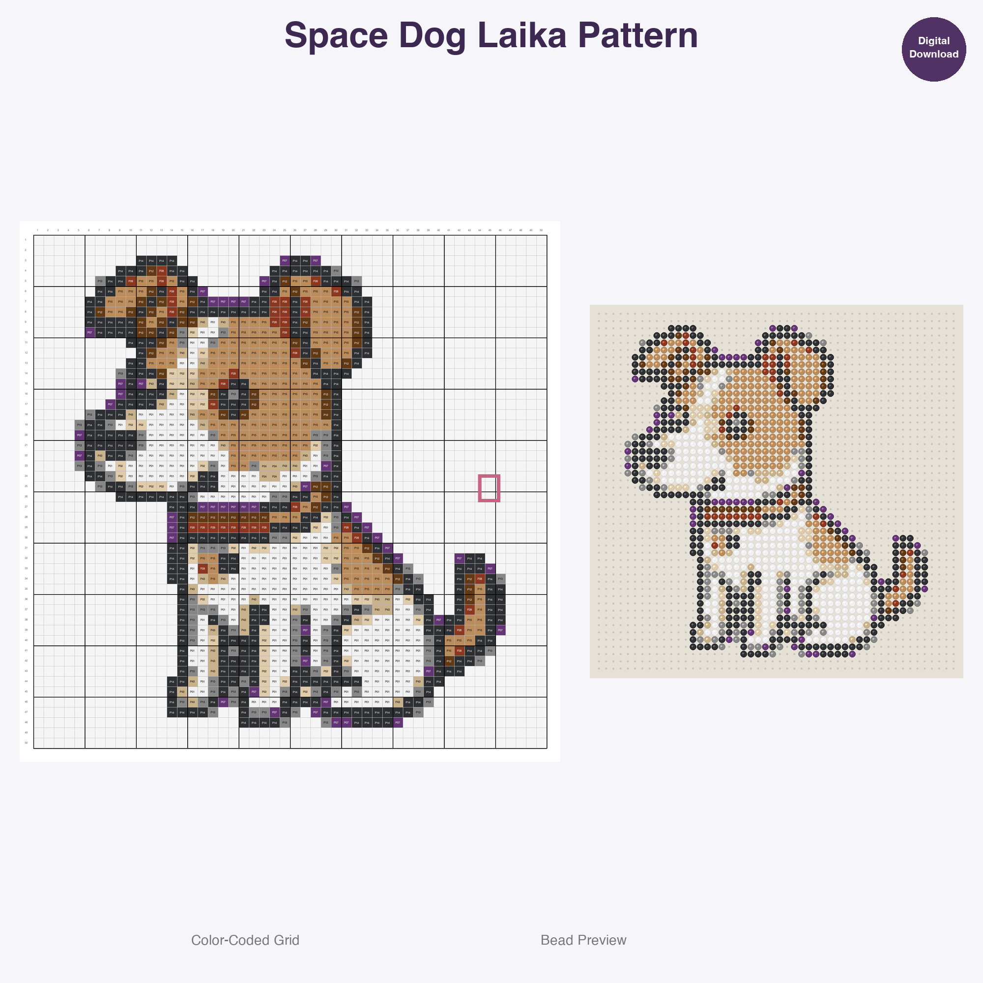 Cosmic Space Adventure Perler Bead Patterns, 48 Designs x 3 Grid Sizes (29x29 + 50x50 + 128x128), Fuse Bead PDF Digital Download