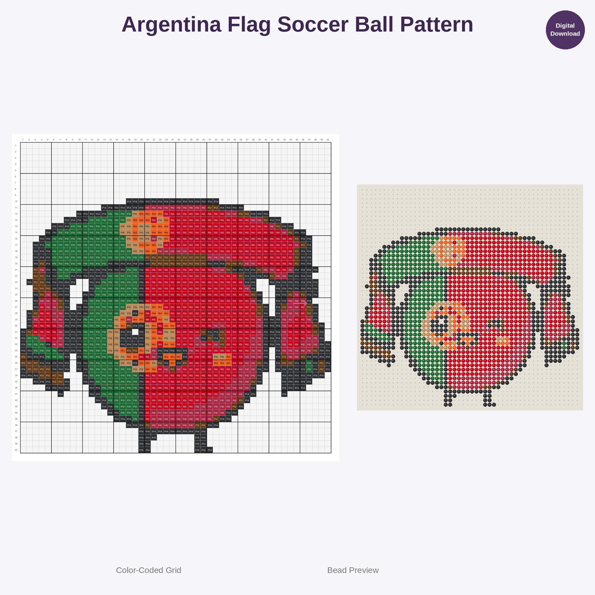 Kawaii Country Flag Soccer Fans Perler Bead Patterns Bundle, 48 Designs (PDF Digital Download)