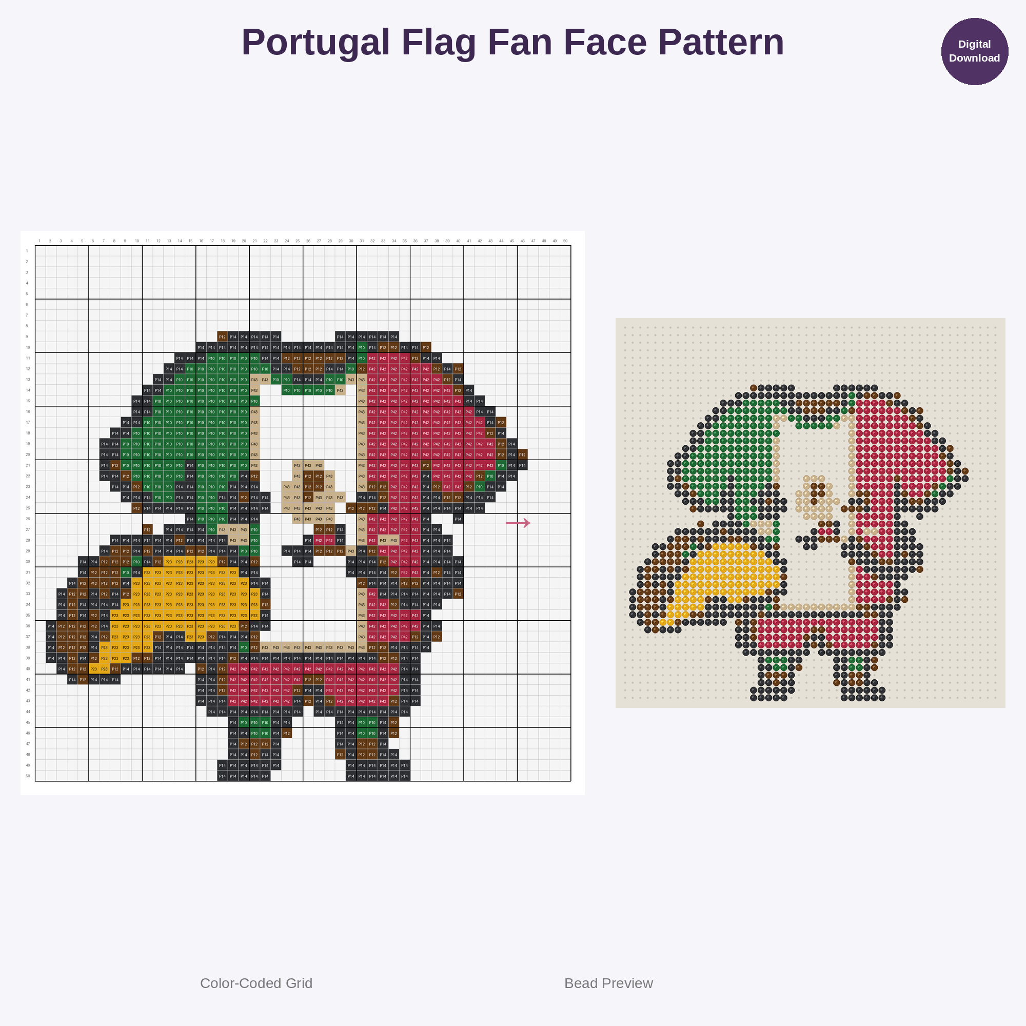 Kawaii Country Flag Soccer Fans Perler Bead Patterns Bundle, 48 Designs (PDF Digital Download)