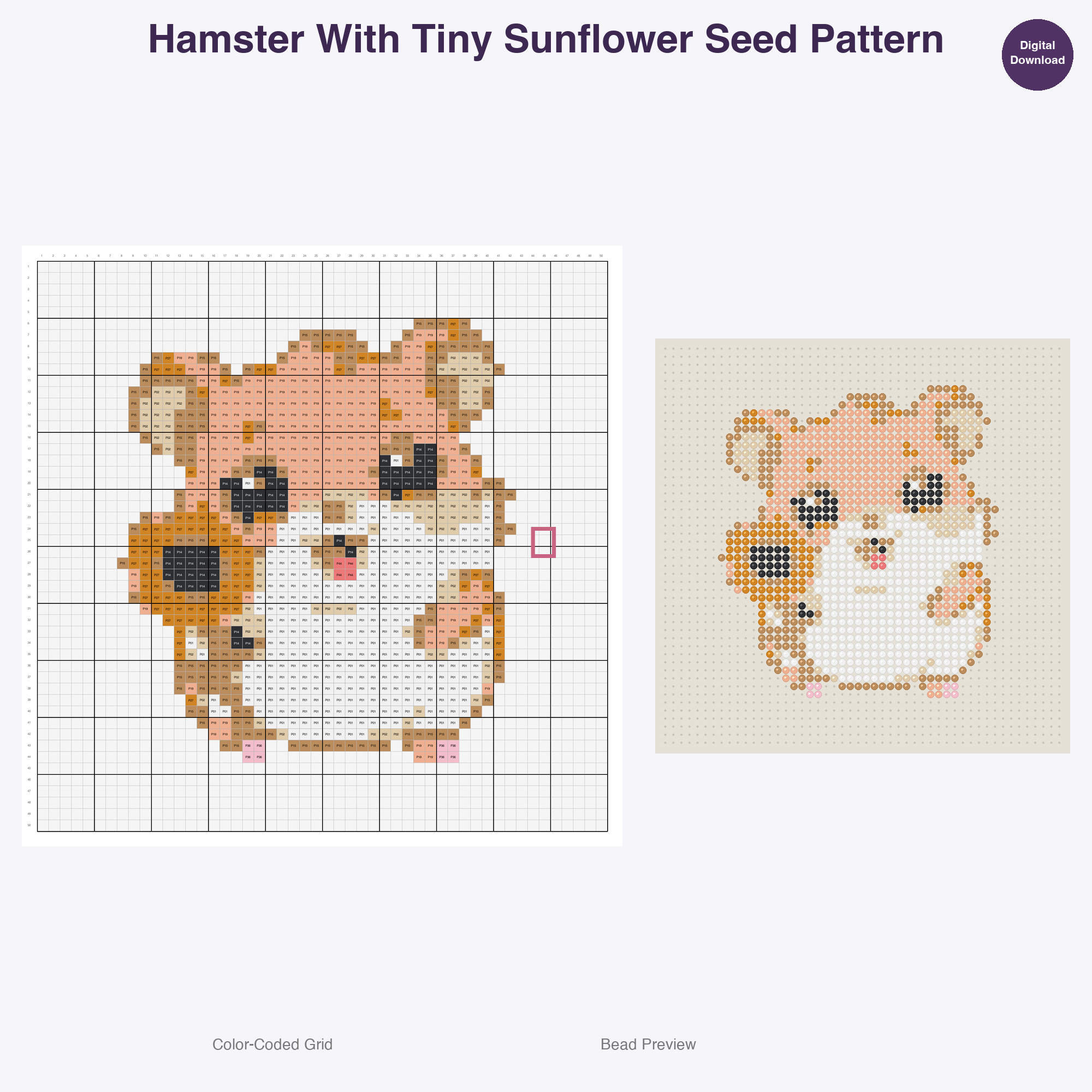 Cozy Burrow Buddies Perler Bead Patterns, 48 Designs x 3 Grid Sizes (29x29 + 50x50 + 128x128), Fuse Bead PDF Digital Download