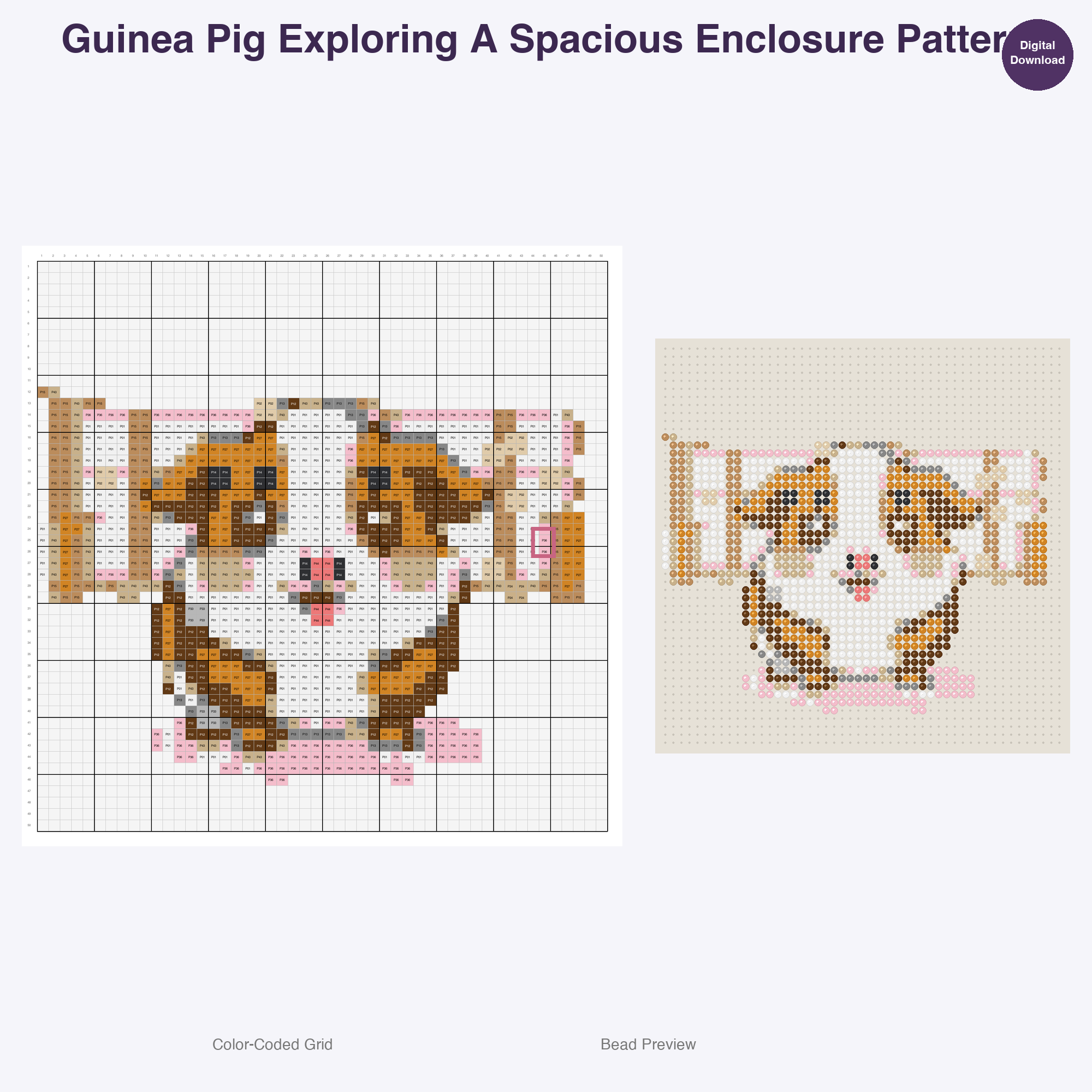 Cozy Burrow Buddies Perler Bead Patterns, 48 Designs x 3 Grid Sizes (29x29 + 50x50 + 128x128), Fuse Bead PDF Digital Download