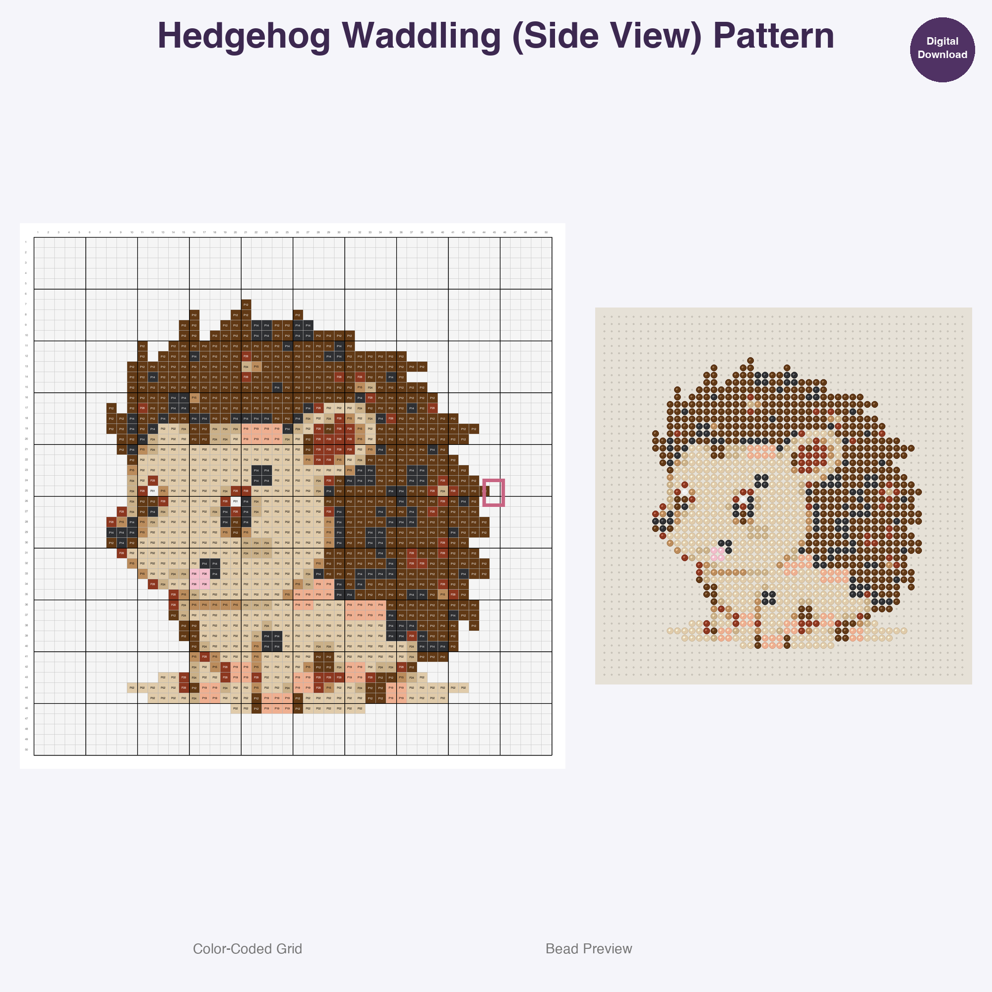 Cozy Burrow Buddies Perler Bead Patterns, 48 Designs x 3 Grid Sizes (29x29 + 50x50 + 128x128), Fuse Bead PDF Digital Download