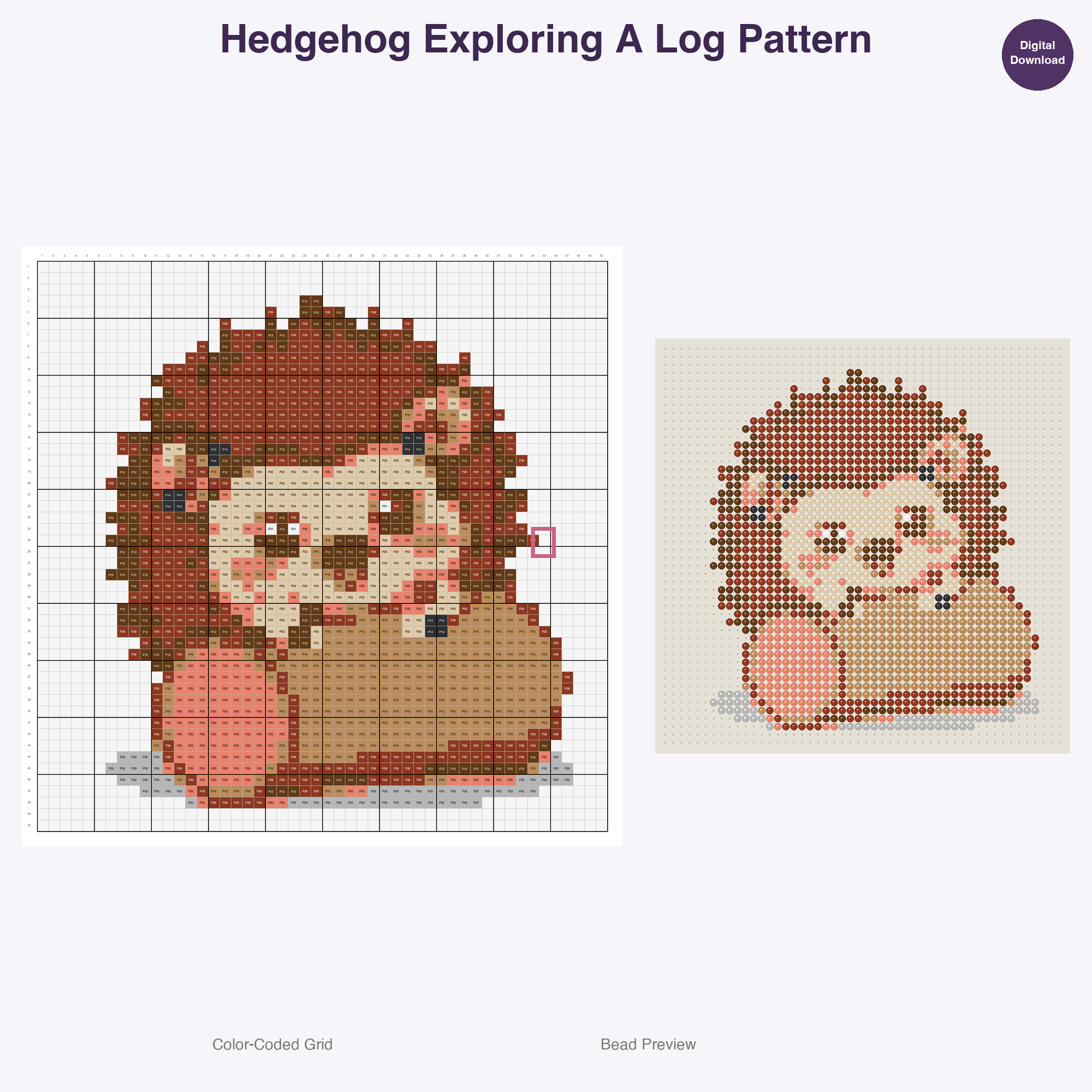 Cozy Burrow Buddies Perler Bead Patterns, 48 Designs x 3 Grid Sizes (29x29 + 50x50 + 128x128), Fuse Bead PDF Digital Download