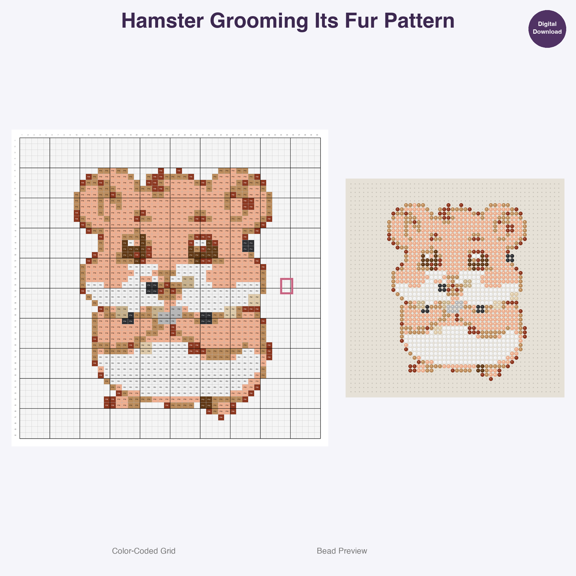 Cozy Burrow Buddies Perler Bead Patterns, 48 Designs x 3 Grid Sizes (29x29 + 50x50 + 128x128), Fuse Bead PDF Digital Download