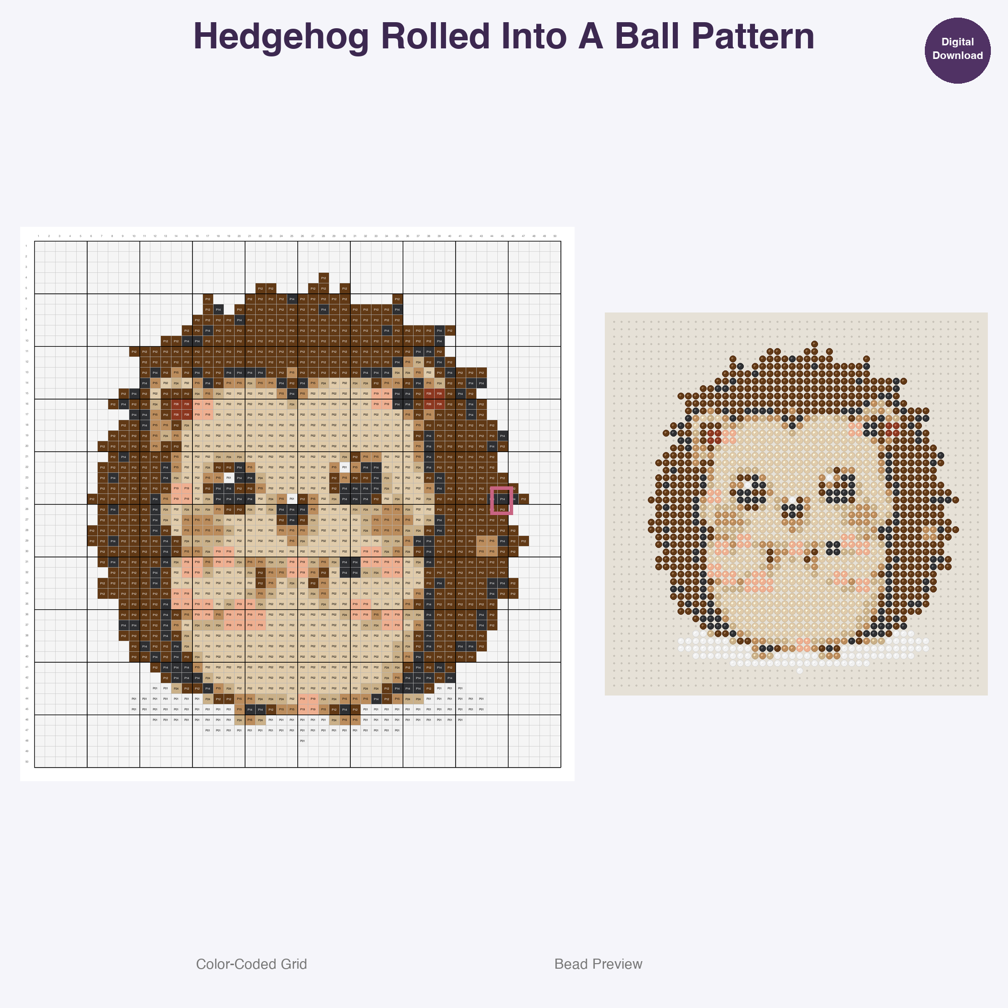 Cozy Burrow Buddies Perler Bead Patterns, 48 Designs x 3 Grid Sizes (29x29 + 50x50 + 128x128), Fuse Bead PDF Digital Download