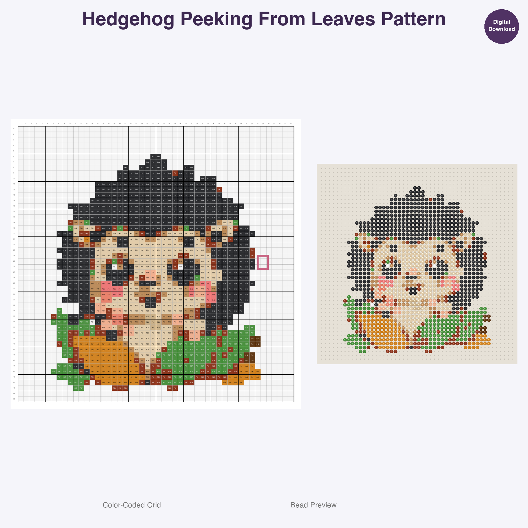 Cozy Burrow Buddies Perler Bead Patterns, 48 Designs x 3 Grid Sizes (29x29 + 50x50 + 128x128), Fuse Bead PDF Digital Download