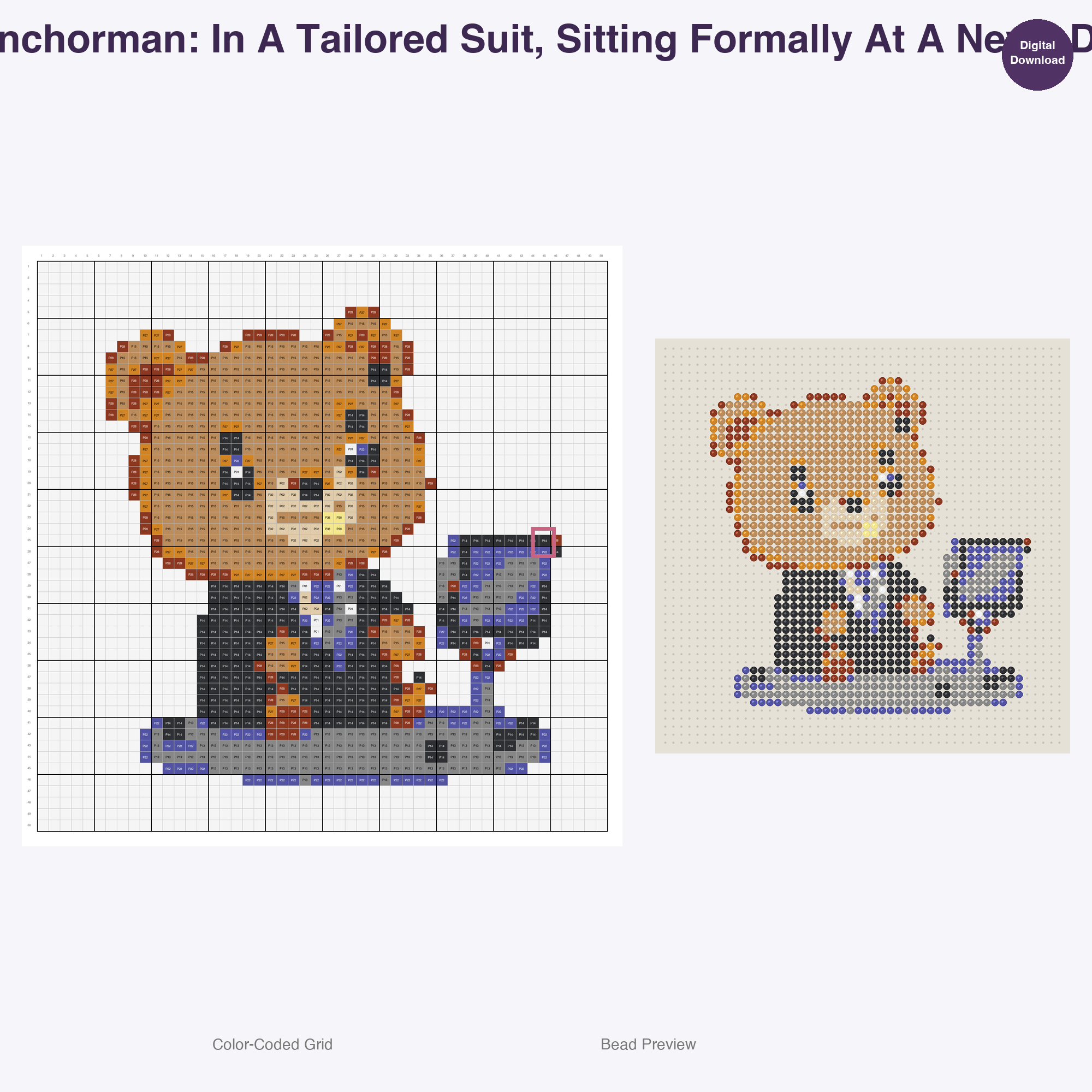 Critter Newsroom Pals Perler Bead Patterns, 48 Designs x 3 Grid Sizes (29x29 + 50x50 + 128x128), Fuse Bead PDF Digital Download