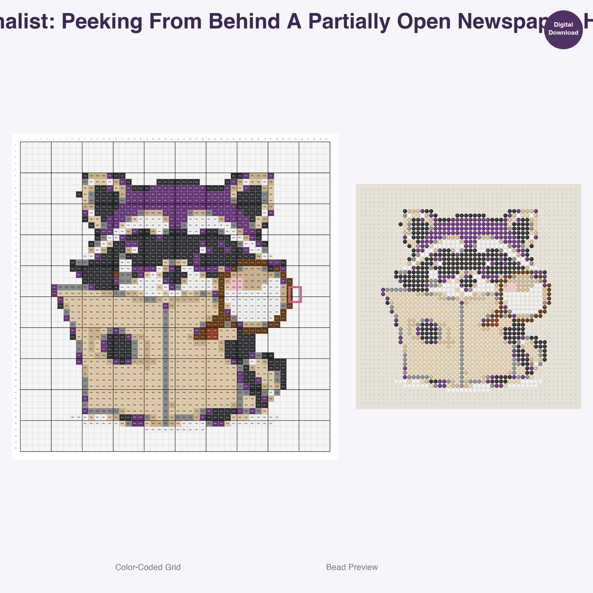 Critter Newsroom Pals Perler Bead Patterns, 48 Designs x 3 Grid Sizes (29x29 + 50x50 + 128x128), Fuse Bead PDF Digital Download