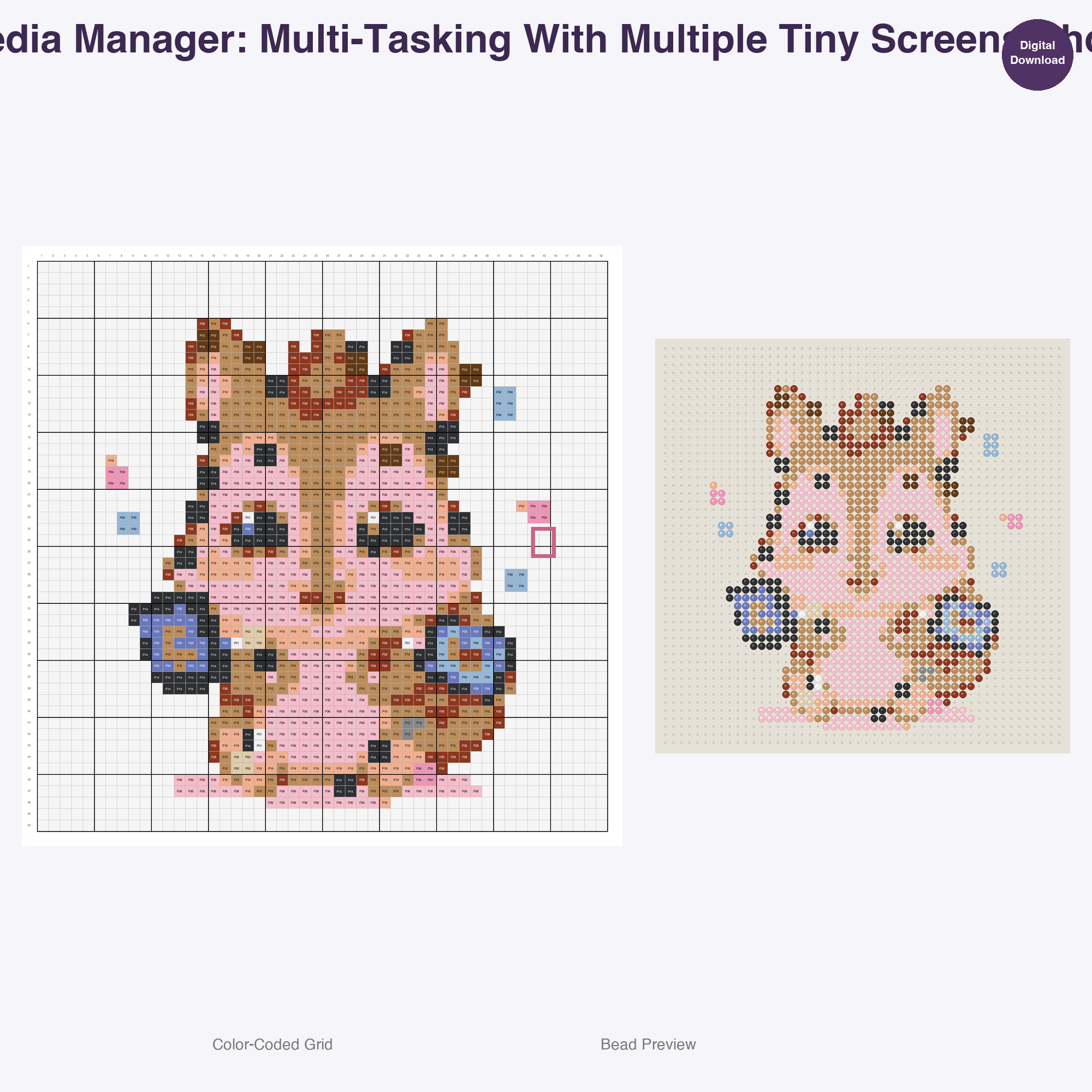 Critter Newsroom Pals Perler Bead Patterns, 48 Designs x 3 Grid Sizes (29x29 + 50x50 + 128x128), Fuse Bead PDF Digital Download