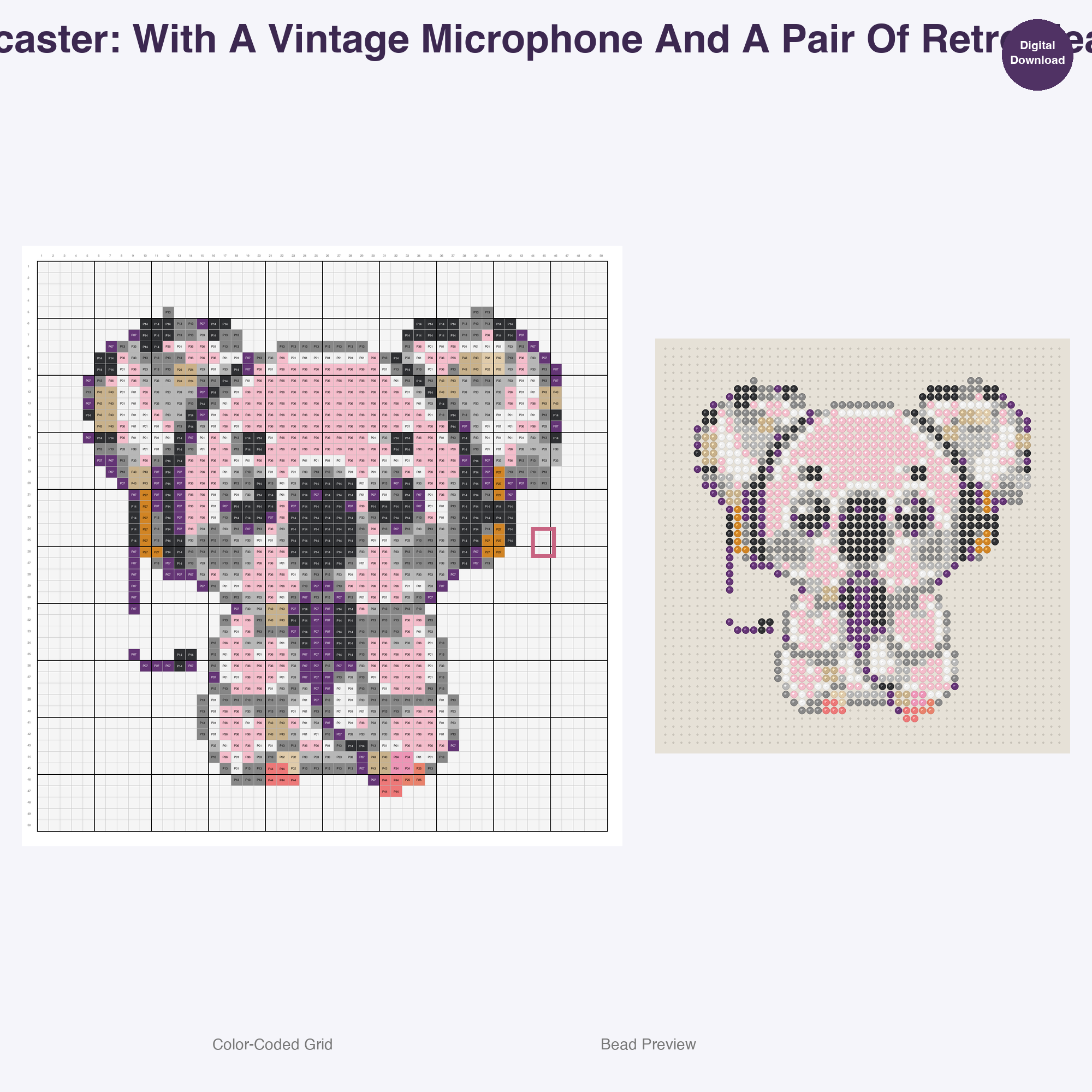 Critter Newsroom Pals Perler Bead Patterns, 48 Designs x 3 Grid Sizes (29x29 + 50x50 + 128x128), Fuse Bead PDF Digital Download