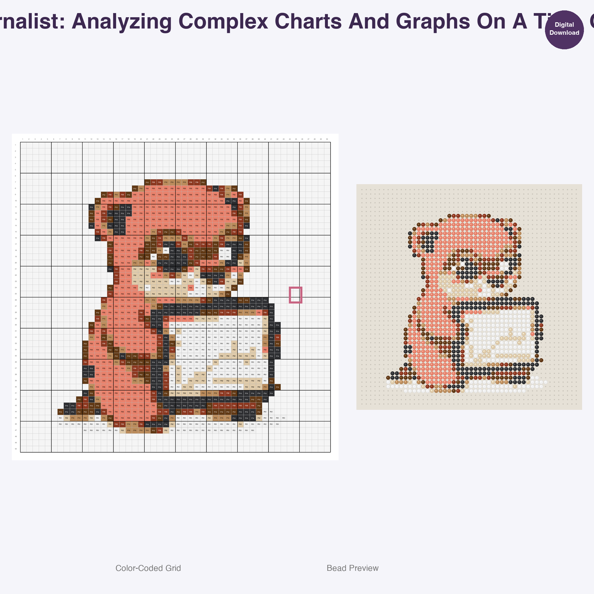 Critter Newsroom Pals Perler Bead Patterns, 48 Designs x 3 Grid Sizes (29x29 + 50x50 + 128x128), Fuse Bead PDF Digital Download