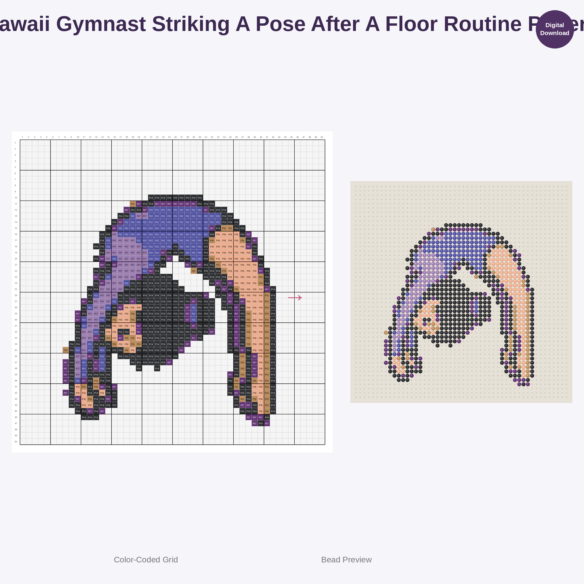 Cute Kawaii Gymnast Girls Perler Bead Patterns Bundle, 48 Designs (PDF Digital Download)