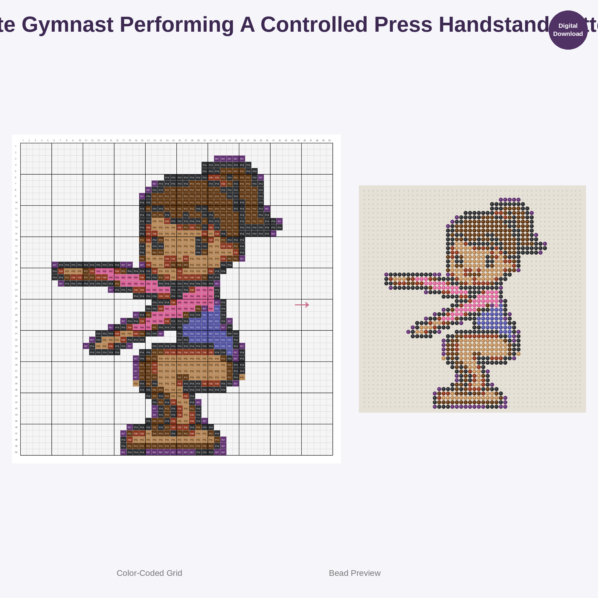 Cute Kawaii Gymnast Girls Perler Bead Patterns Bundle, 48 Designs (PDF Digital Download)
