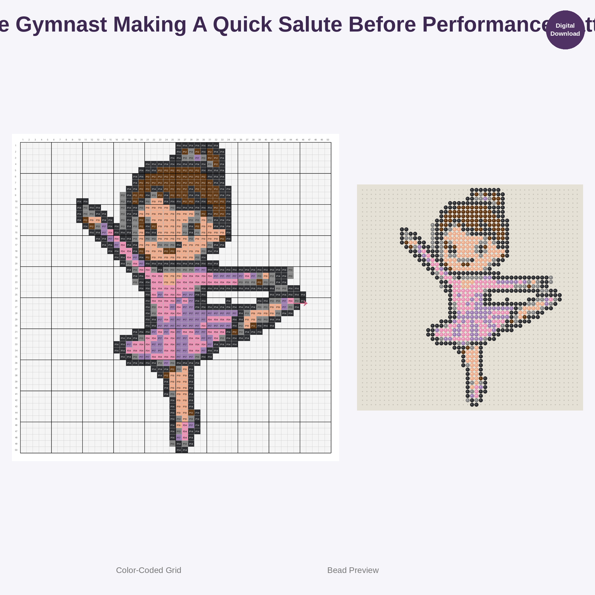 Cute Kawaii Gymnast Girls Perler Bead Patterns Bundle, 48 Designs (PDF Digital Download)