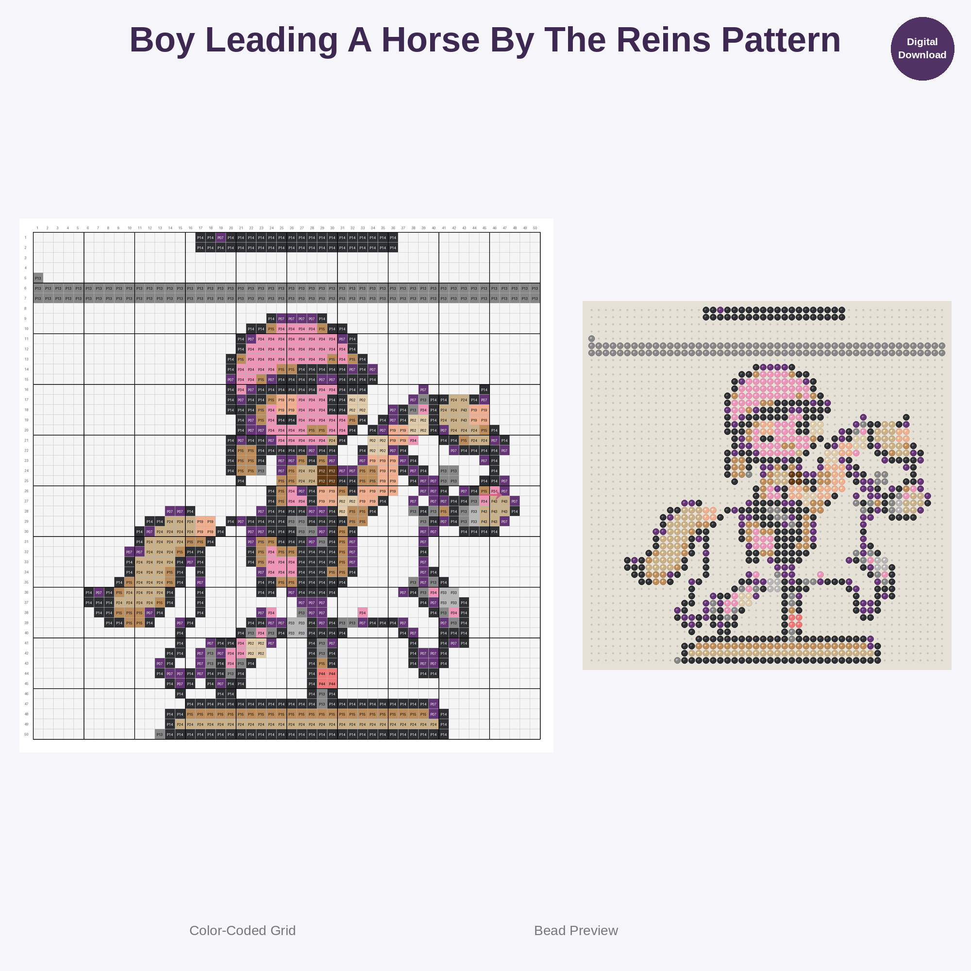 Cute Kids Equestrian Adventures Perler Bead Patterns Bundle, 48 Designs (PDF Digital Download)
