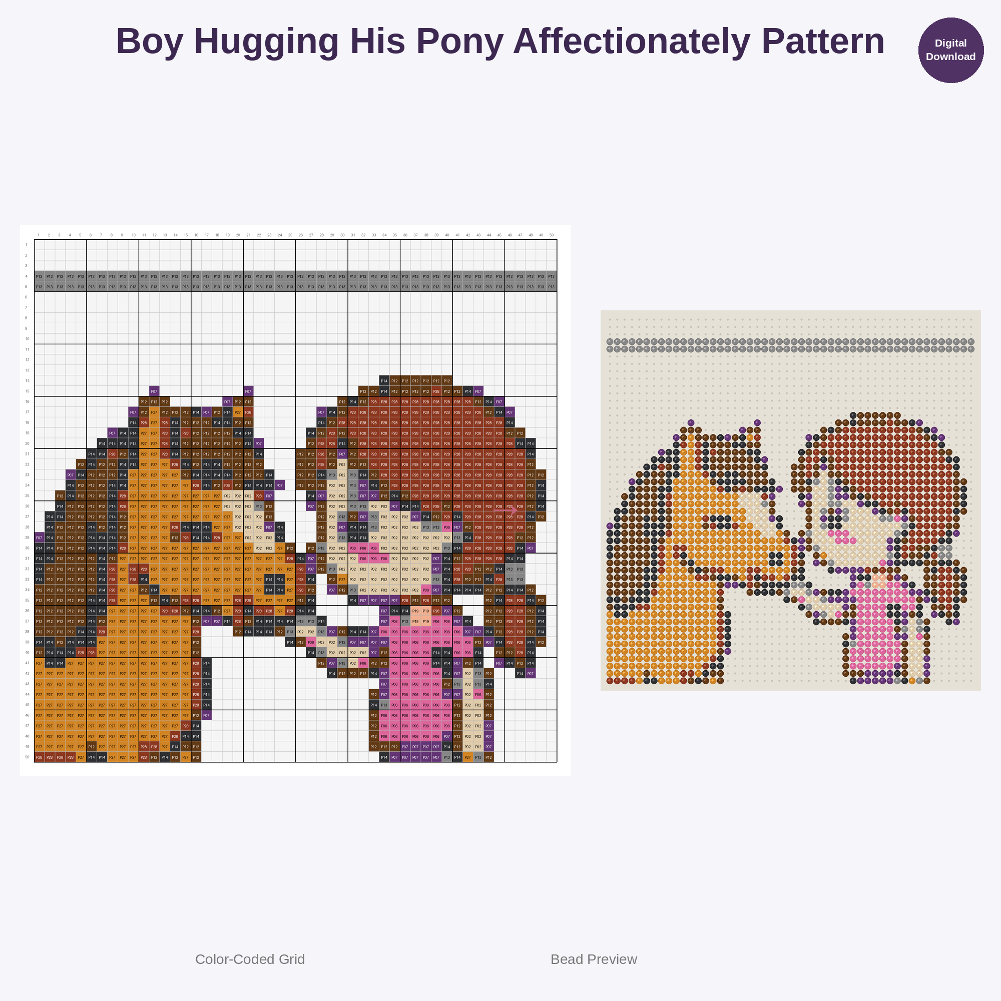 Cute Kids Equestrian Adventures Perler Bead Patterns Bundle, 48 Designs (PDF Digital Download)