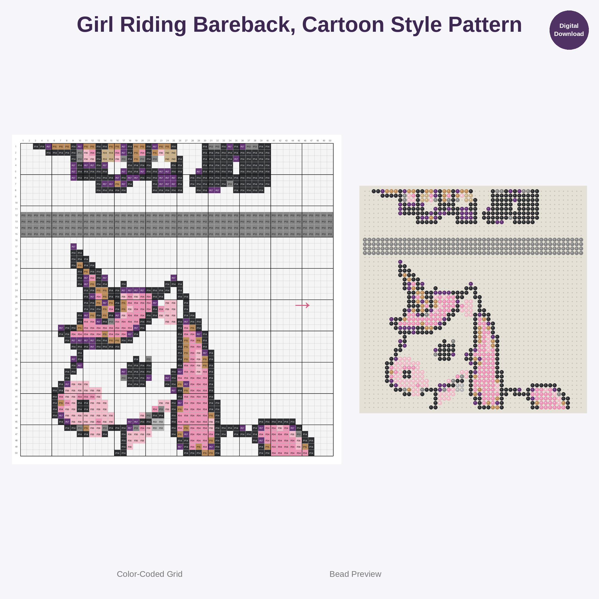 Cute Kids Equestrian Adventures Perler Bead Patterns Bundle, 48 Designs (PDF Digital Download)