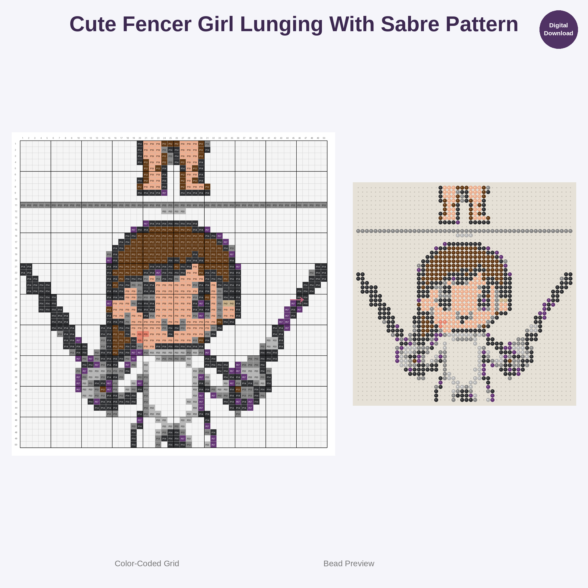 Cute Kids Fencing Adventures Perler Bead Patterns Bundle, 48 Designs (PDF Digital Download)