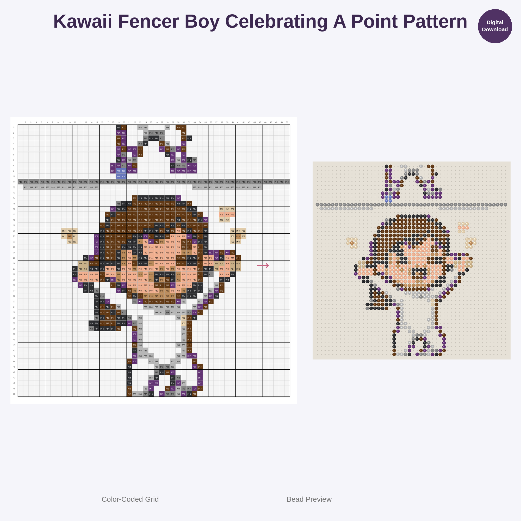 Cute Kids Fencing Adventures Perler Bead Patterns Bundle, 48 Designs (PDF Digital Download)