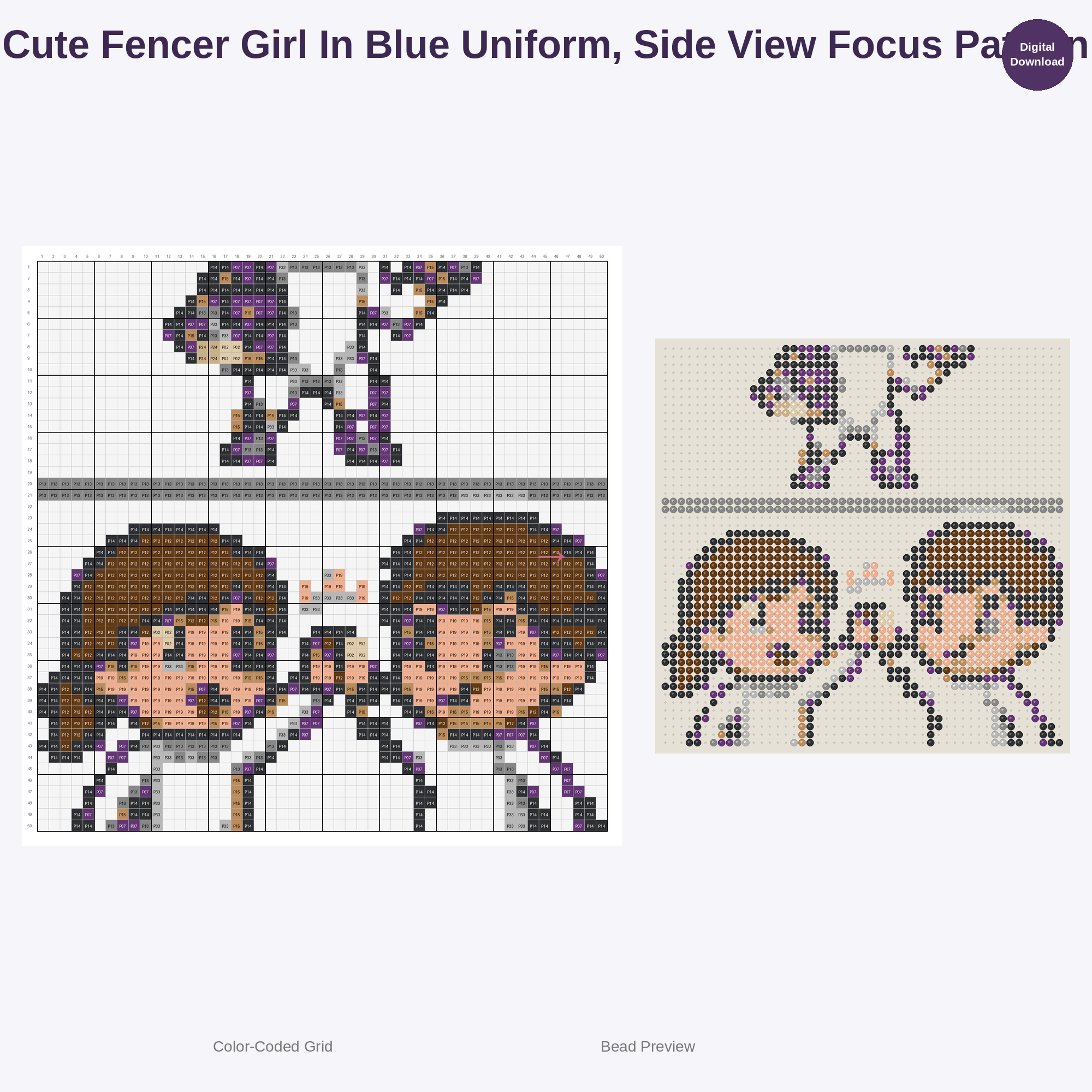 Cute Kids Fencing Adventures Perler Bead Patterns Bundle, 48 Designs (PDF Digital Download)