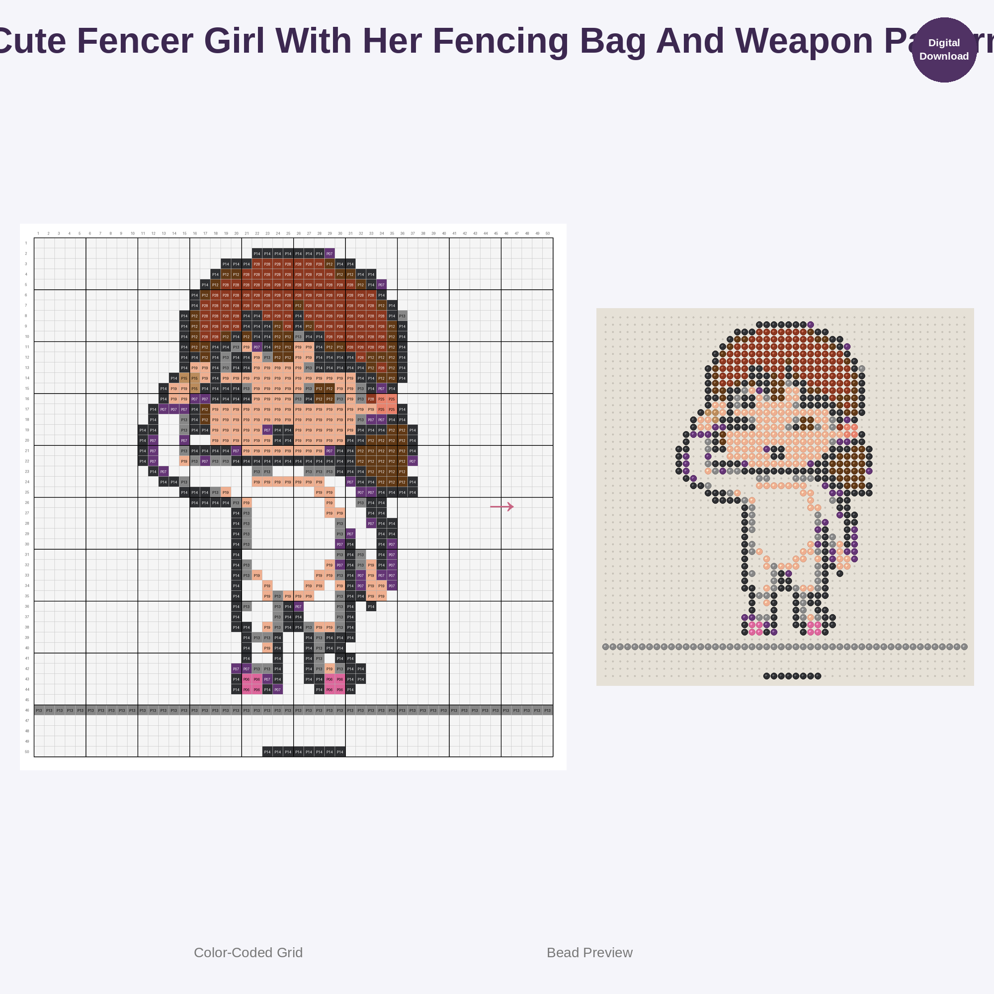 Cute Kids Fencing Adventures Perler Bead Patterns Bundle, 48 Designs (PDF Digital Download)