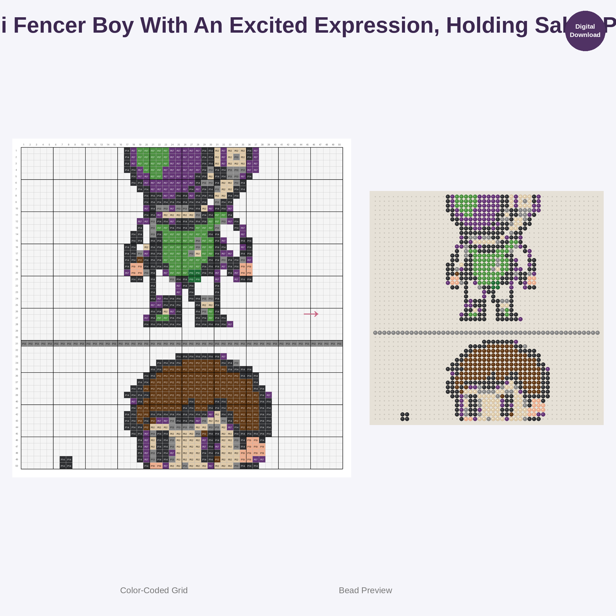 Cute Kids Fencing Adventures Perler Bead Patterns Bundle, 48 Designs (PDF Digital Download)