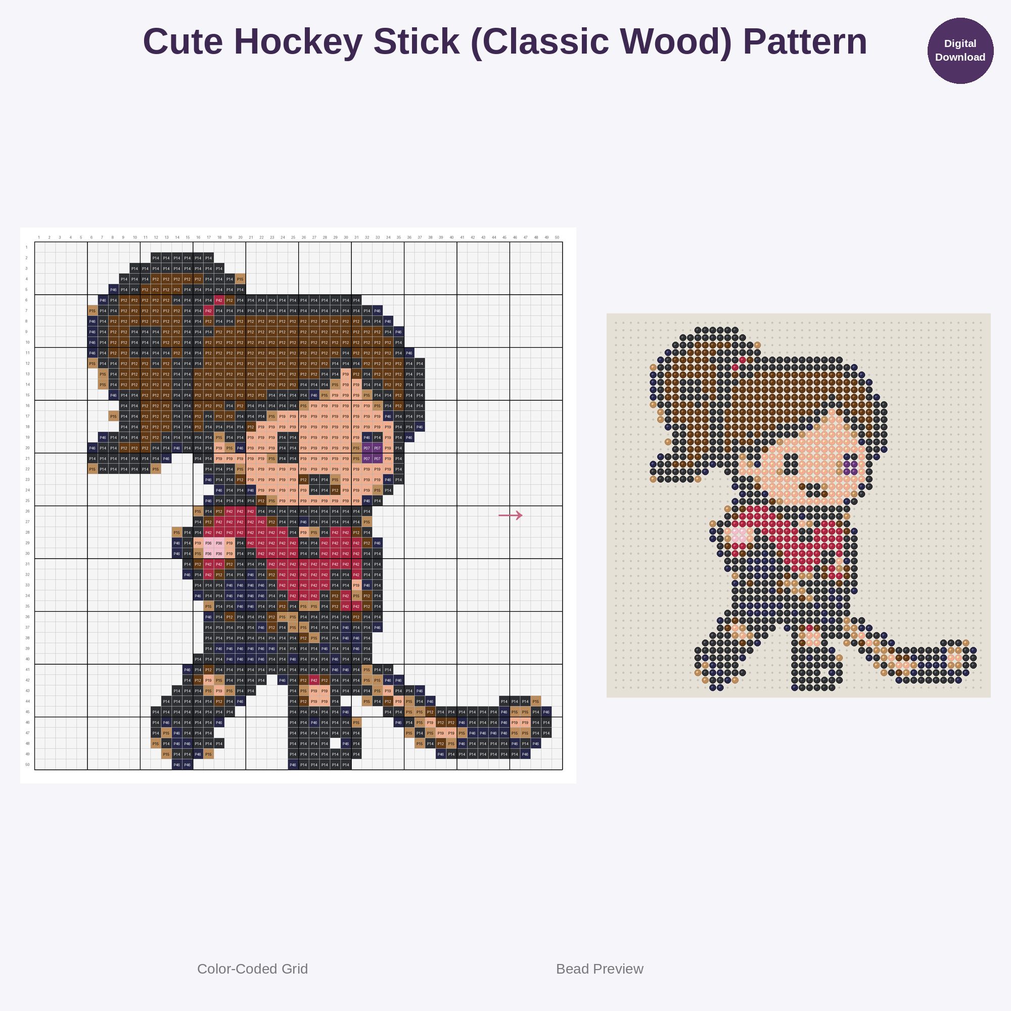 Cute Kawaii Kids Ice Hockey Perler Bead Patterns Bundle, 48 Designs (PDF Digital Download)