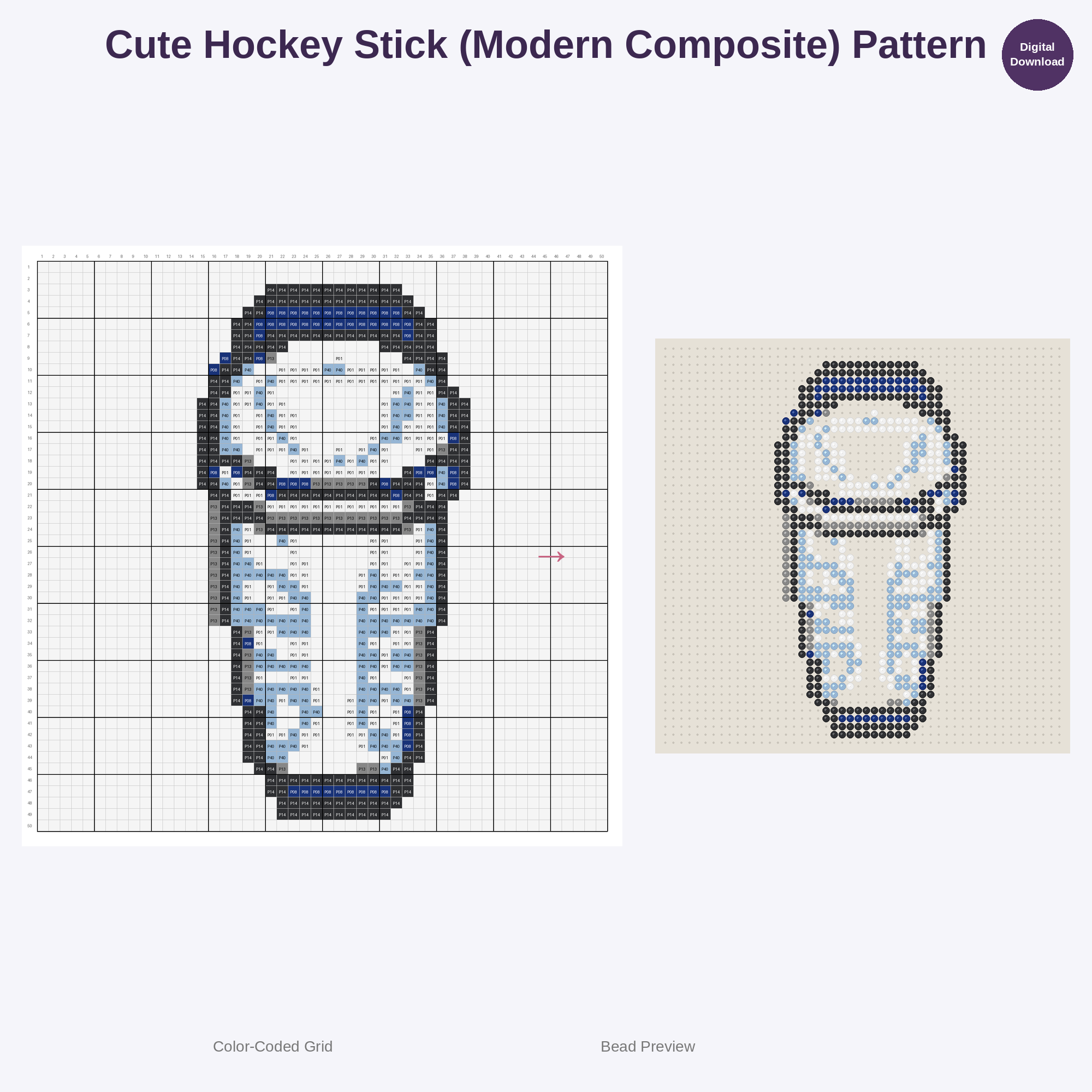 Cute Kawaii Kids Ice Hockey Perler Bead Patterns Bundle, 48 Designs (PDF Digital Download)