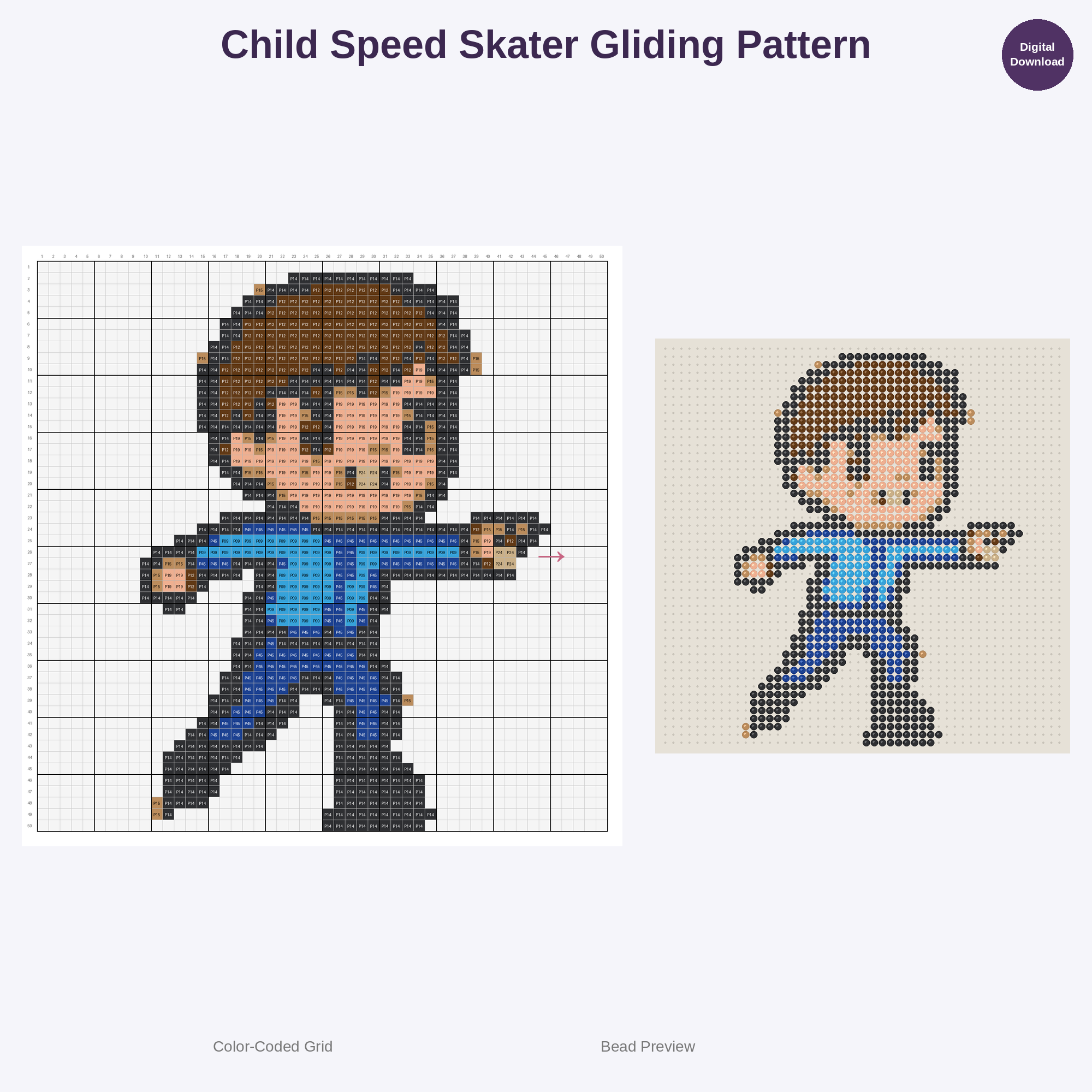 Tiny Skater Sprinters Perler Bead Patterns Bundle, 48 Designs (PDF Digital Download)