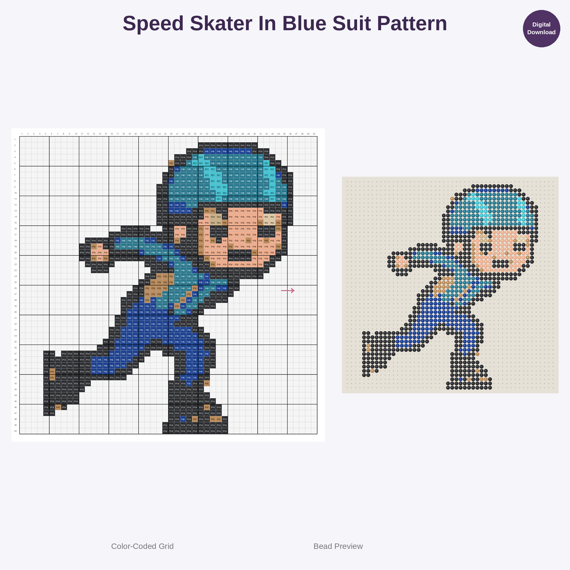 Tiny Skater Sprinters Perler Bead Patterns Bundle, 48 Designs (PDF Digital Download)